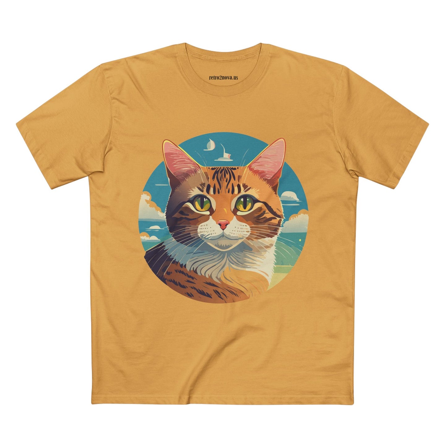 Unisex Premium Cotton Staple Tee With Original Cat Art Design Featuring Retro2Nova Logo And Everyday Comfort