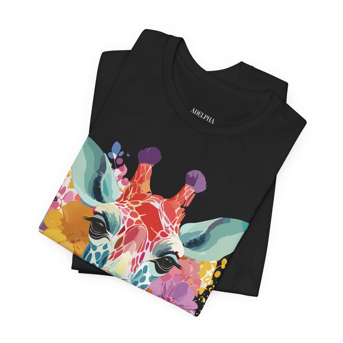 Giraffe Graphic Unisex Cotton Bella+Canvas Tee with Art Animal Design e19