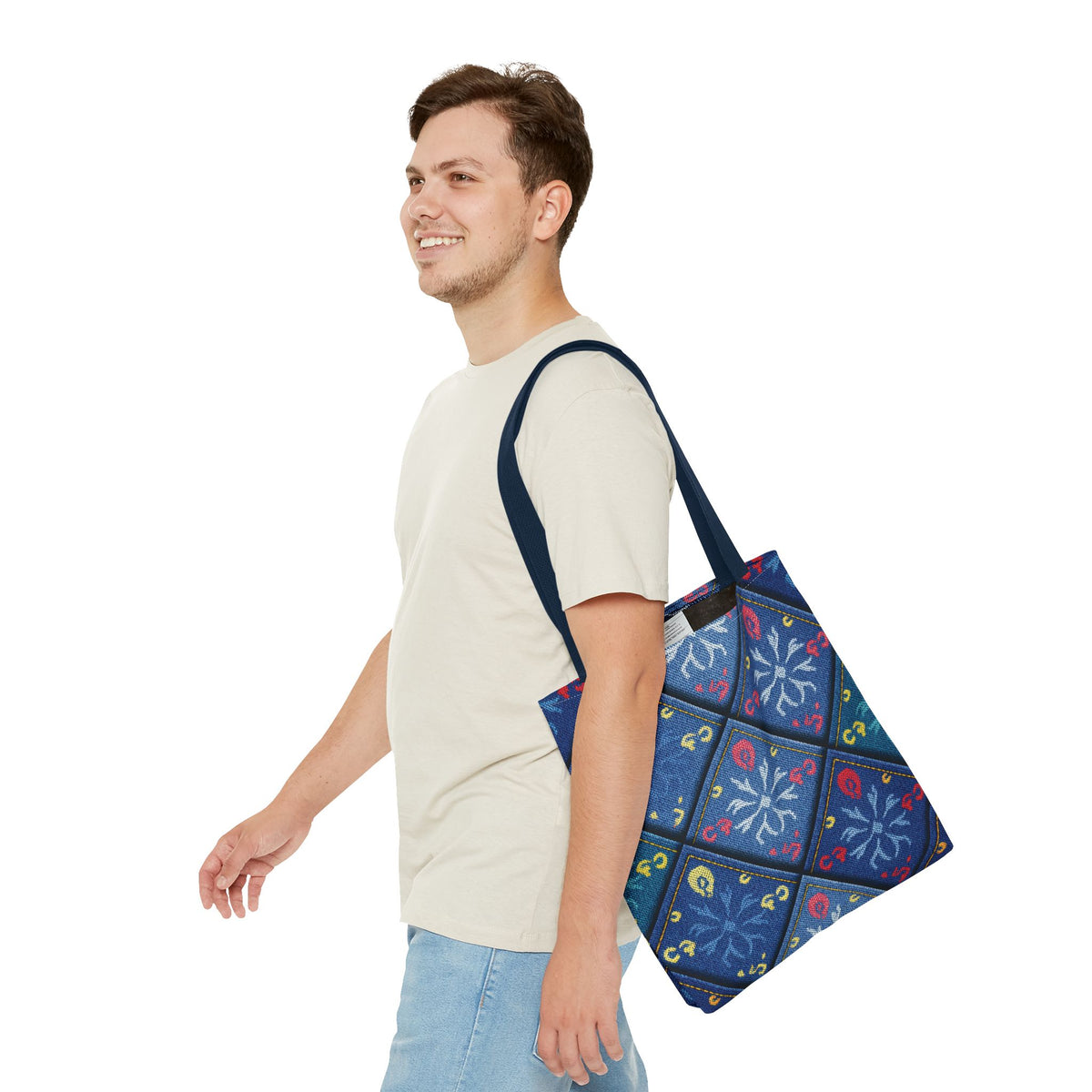 Diwali Graphic Denim Fabric Imitation Print Unisex Canvas Bag Poly Spun 3 Sizes Tote Bag 205-8
