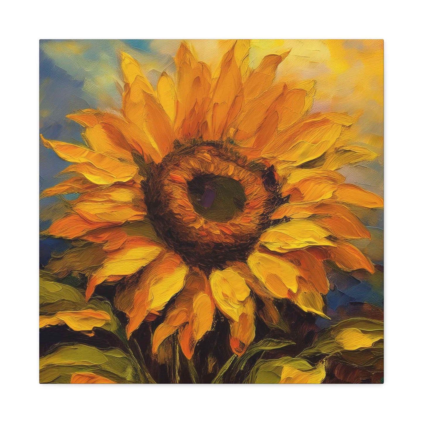 Sunflower Print Canvas, Flower Oil Paint Print 20x20, 24x24, 30x30, 32x32, 36x36, Floral Art Design Print Non-Frame MC-26