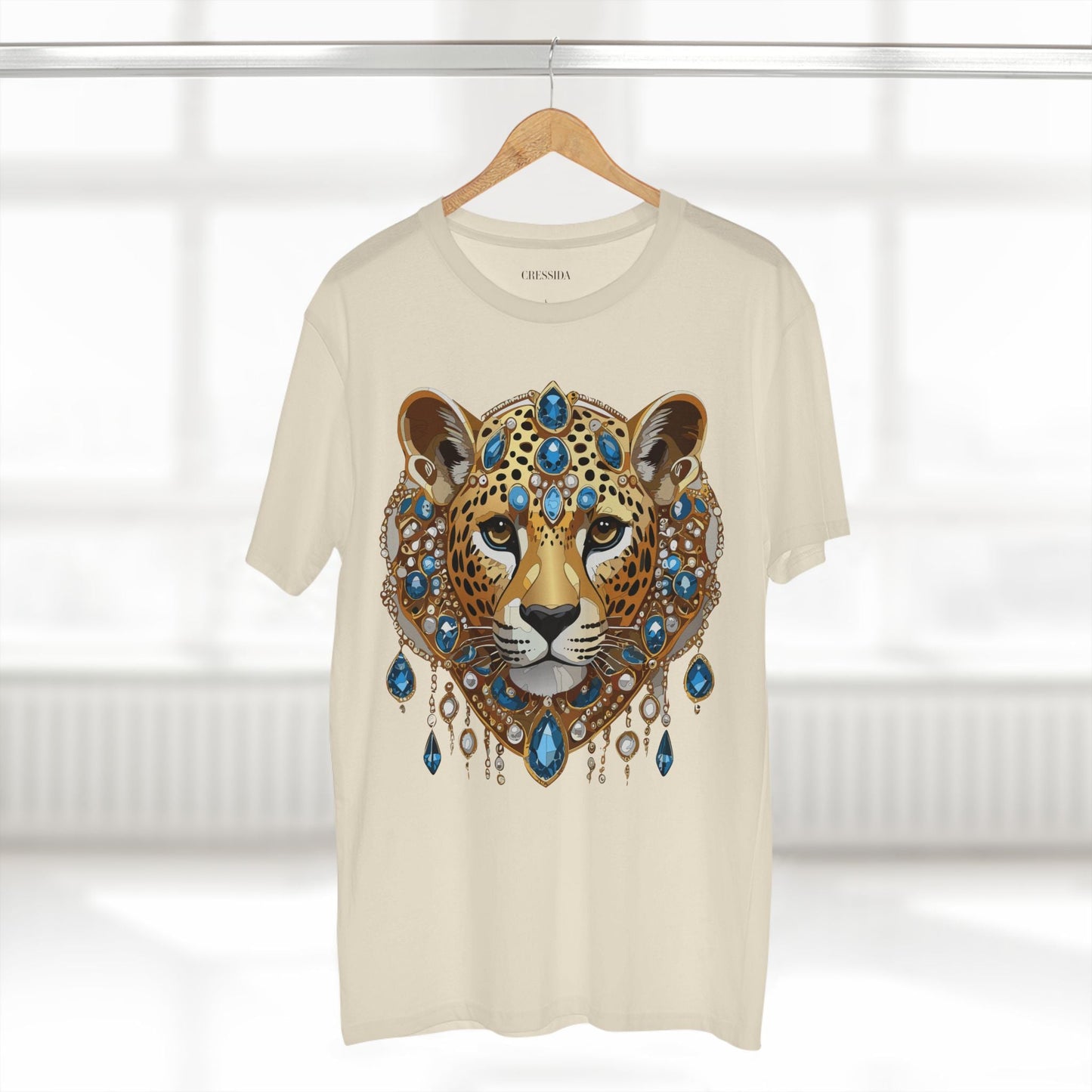 Cheetah Graphic Unisex 100 Cotton Tee With Unique Animal Golden Medallion Art Design 46