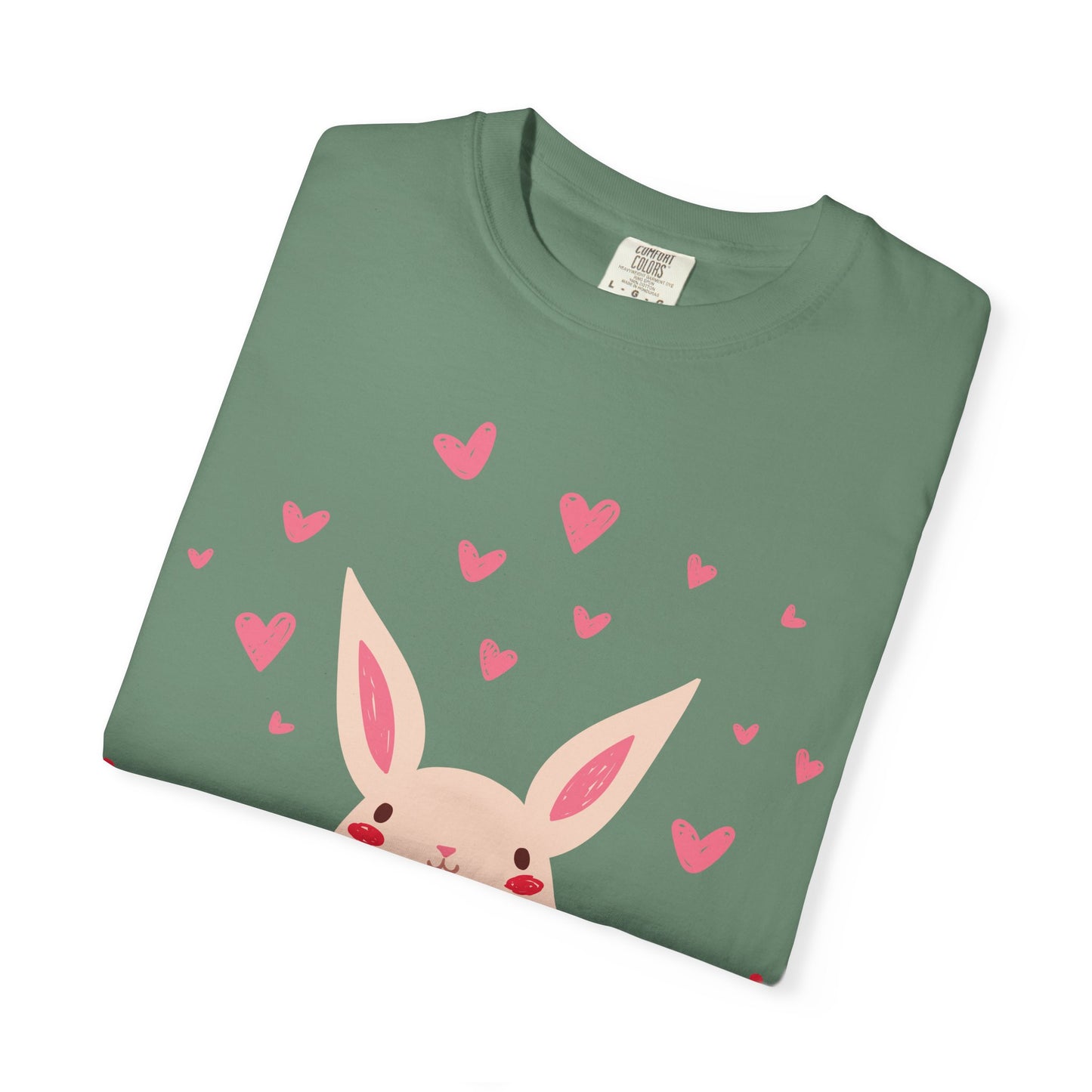 Easter Bunny Heart T-Shirt, Tee Shirt with Easter Signature, T Shirt with Easter Prints, Tee Shirt with Easter Design