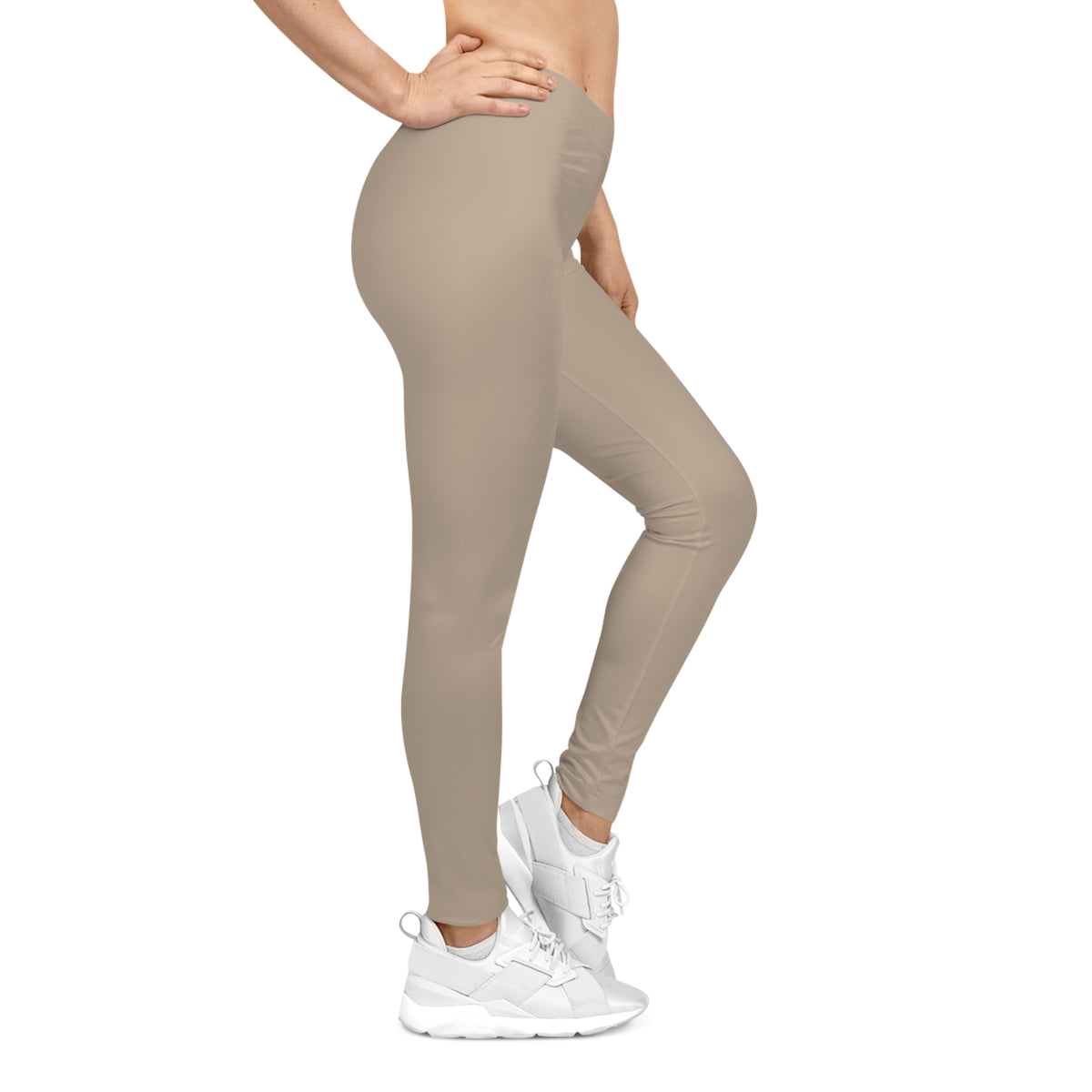 Beach Beige Tan Color Women's Poly-Span Casual Leggings XS-2XL