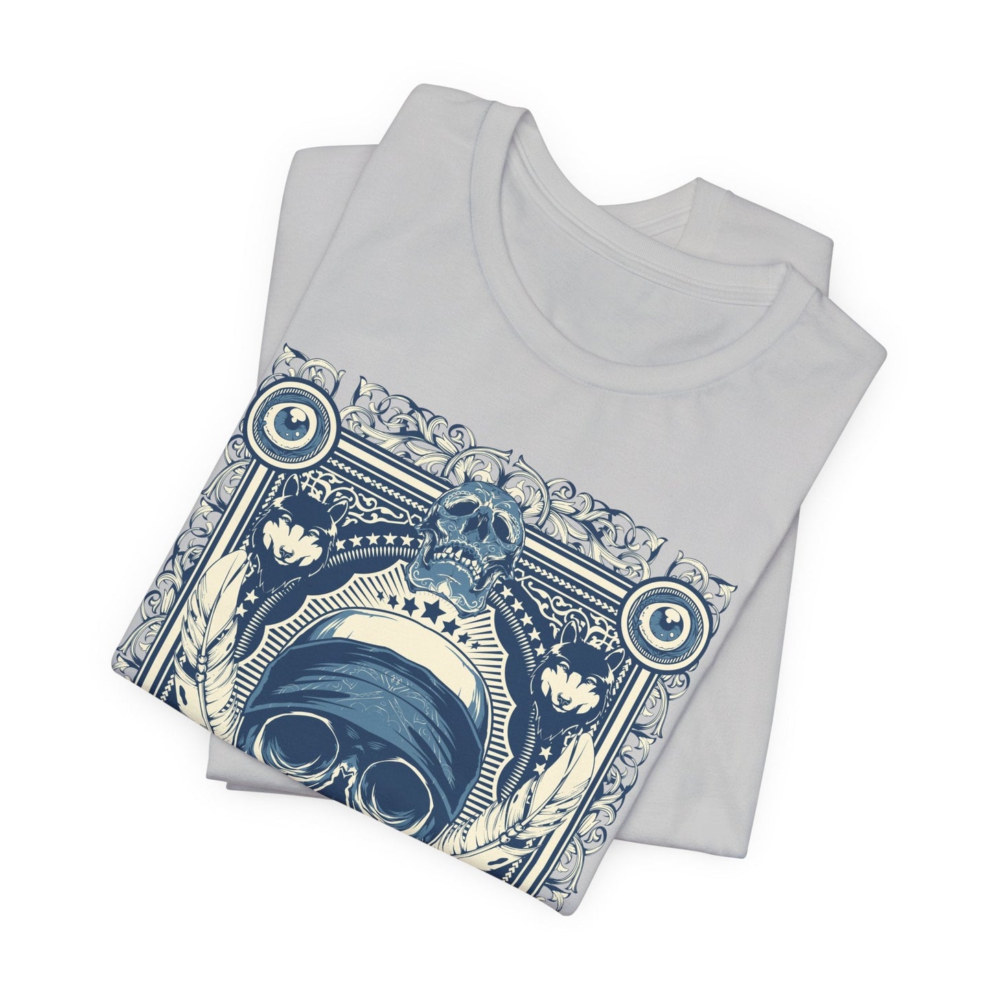 Skull Crown Graphic Tee Vintage Ornate Skull Illustration Rock Band T-Shirt