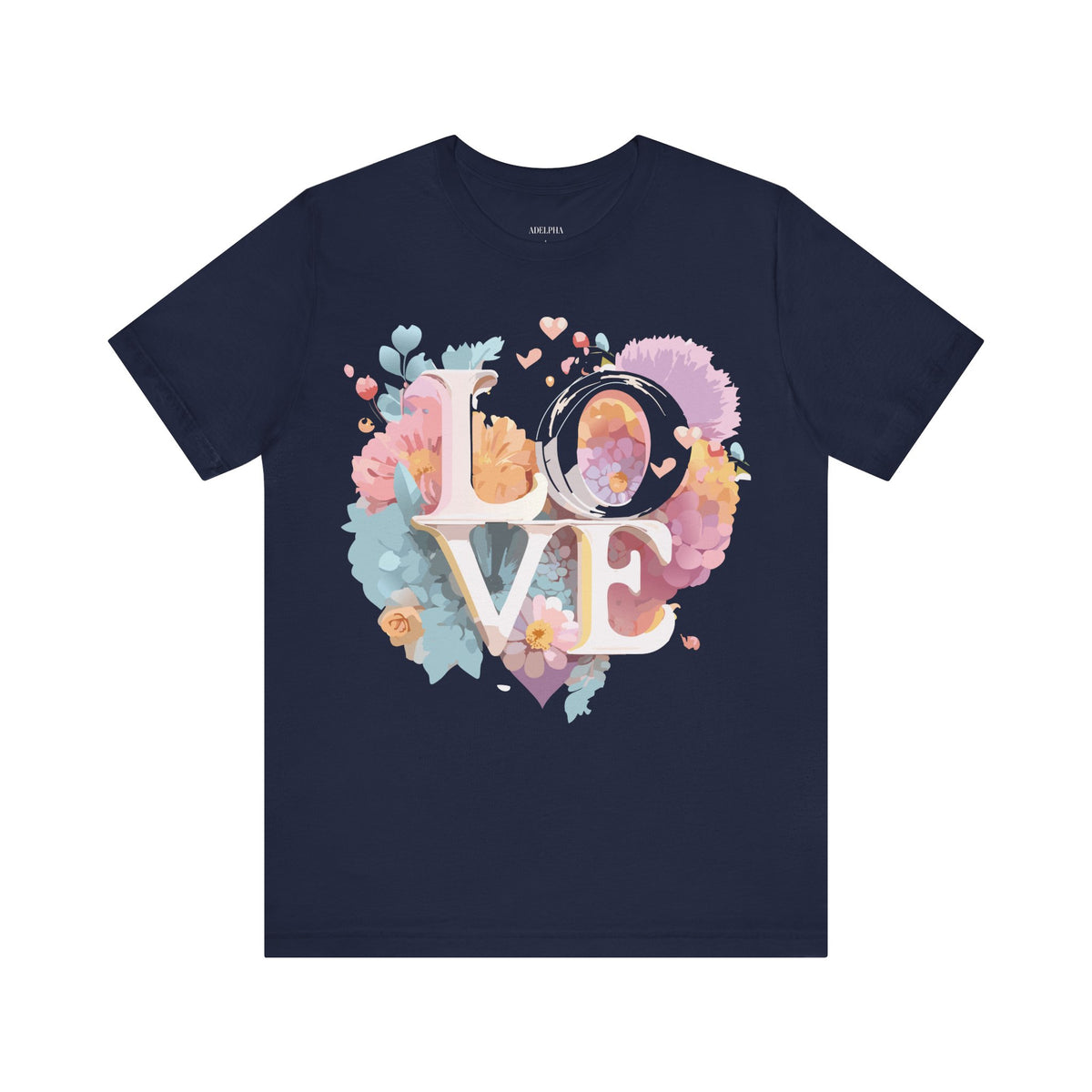 Valentine's Day Graphic Unisex Cotton Bella+Canvas Tee with Floral Art Design d123