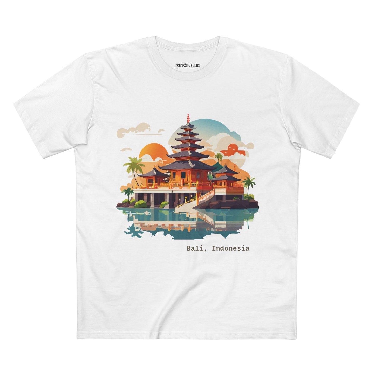 Unisex Bali Travel Shirt With Original Art Design Premium Cotton Tee From Retro2Nova Collection