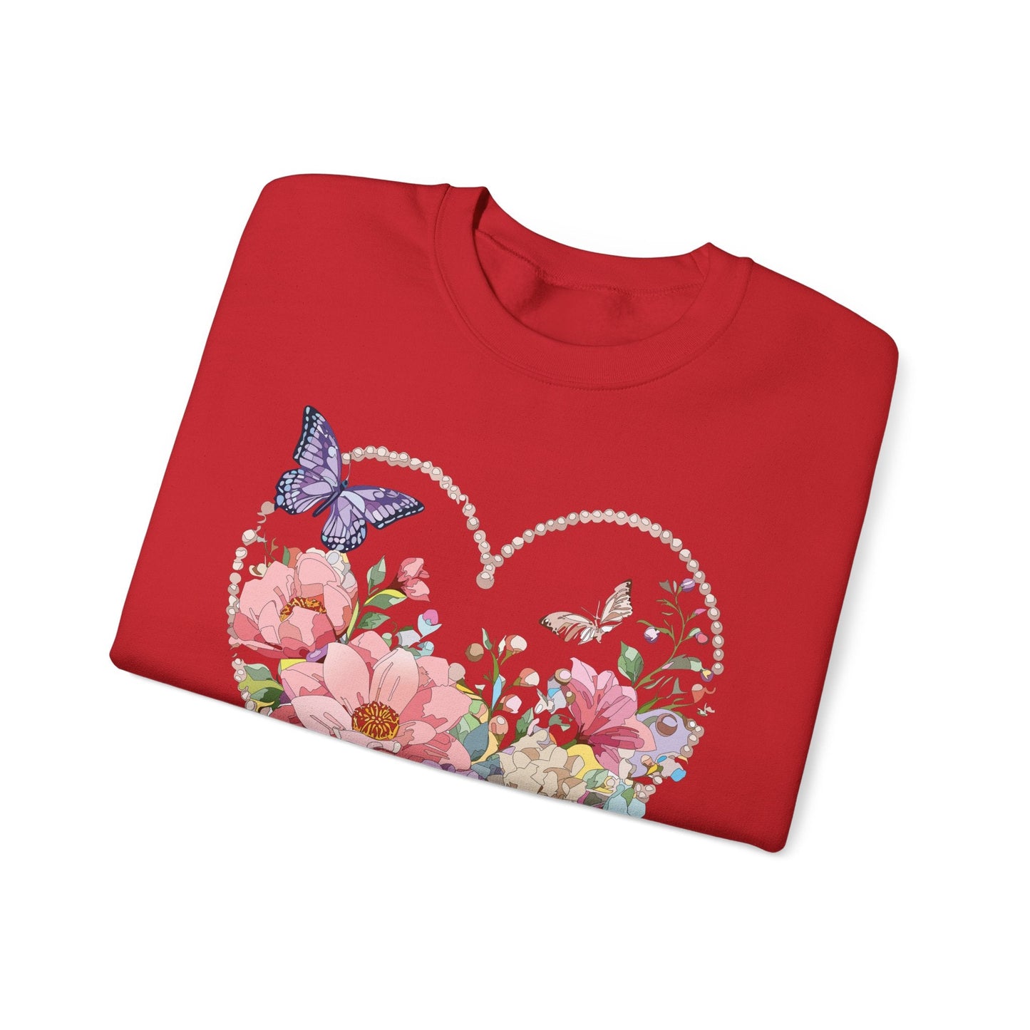 Floral Heart Sweatshirt Unisex Floral Love Crewneck Heavy Blend Gift For Valentine Day Cold Weather