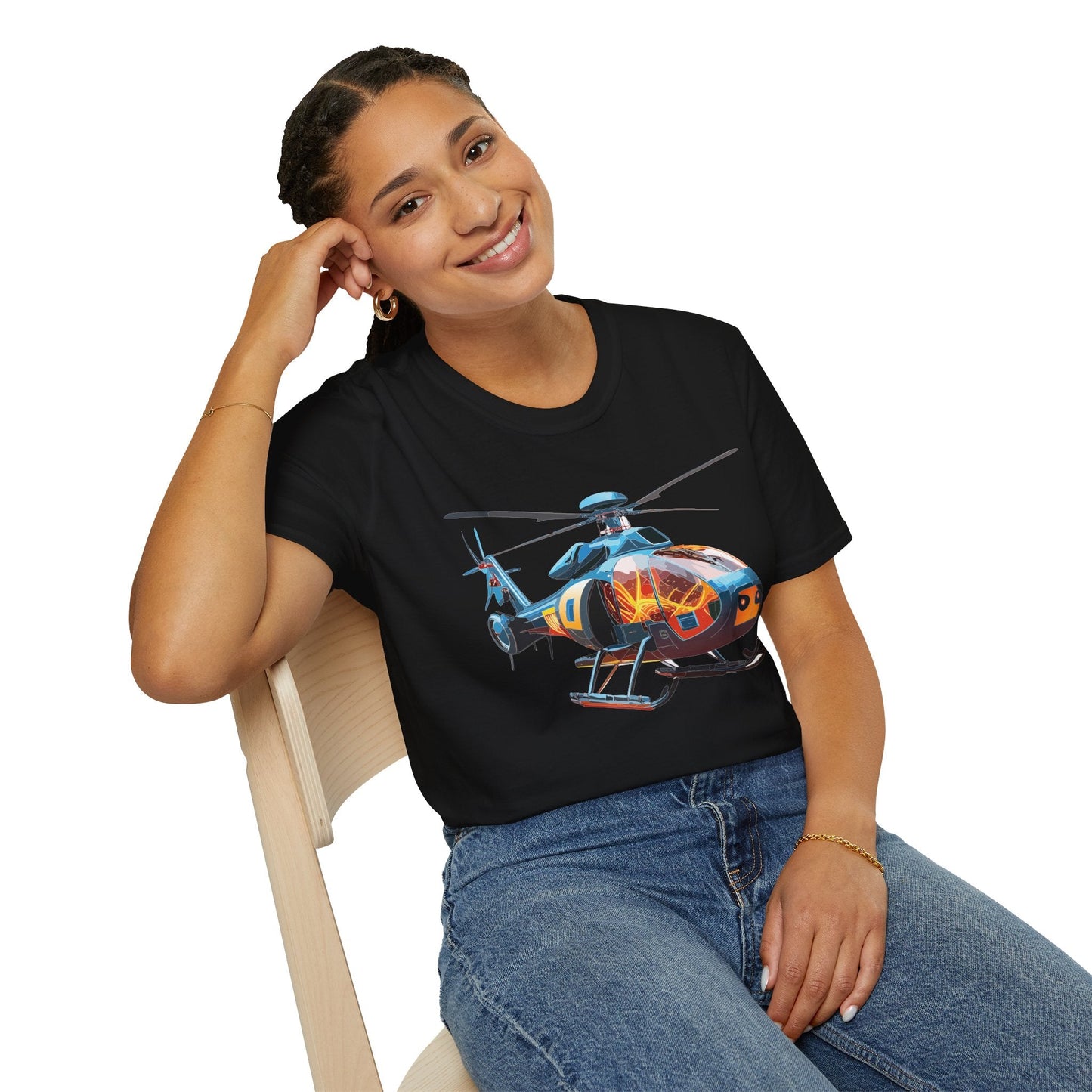 Helicopter Chopper Shirt Unisex Gildan Softstyle 64000 Short Sleeve Tee For Everyday Wear