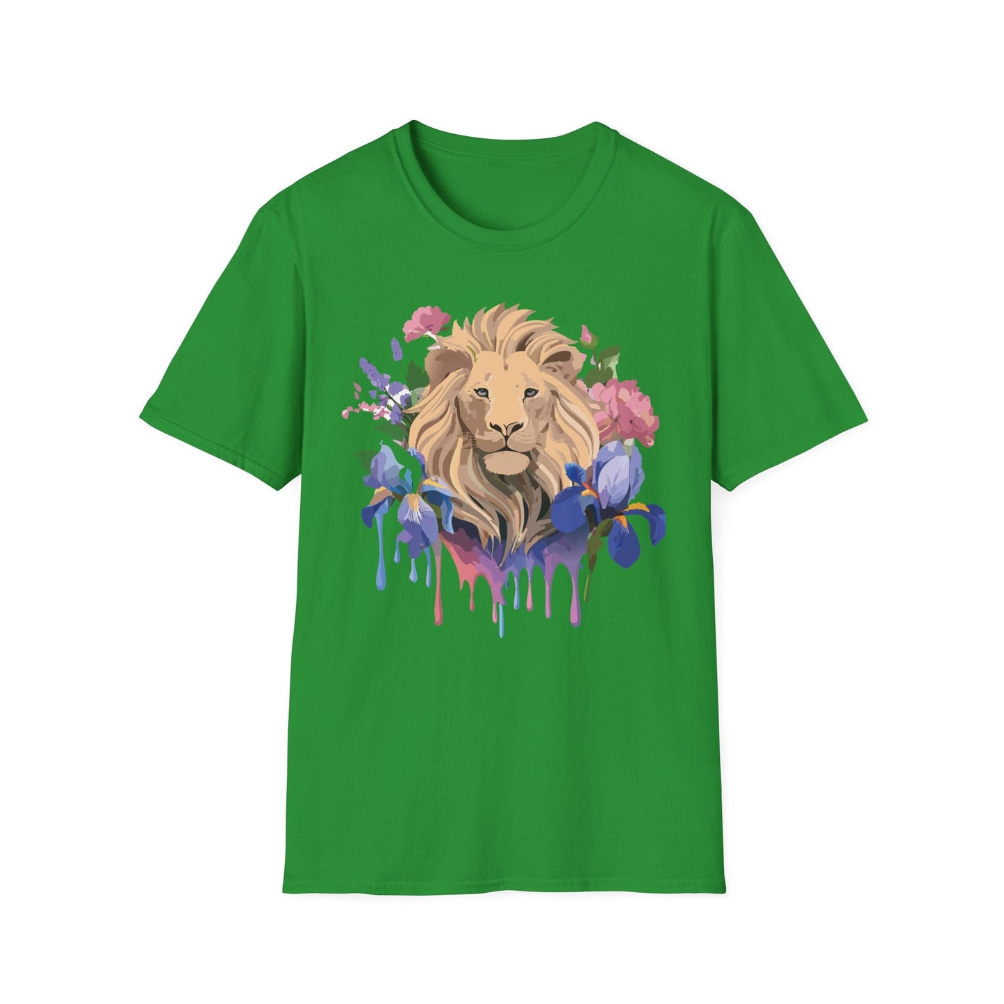 Unisex Softstyle Lion Shirt Floral Lion Tee Animal Print Graphic Tee