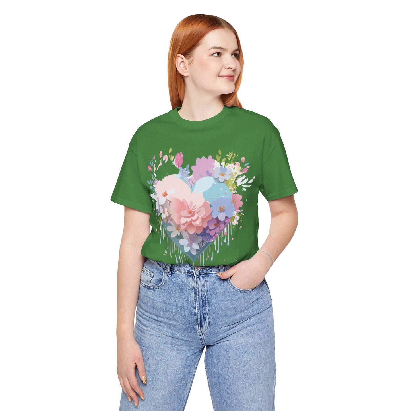 Valentine Day Graphic Unisex 100 Cotton Vintage Artwork with Love and Flower Design Tee 32