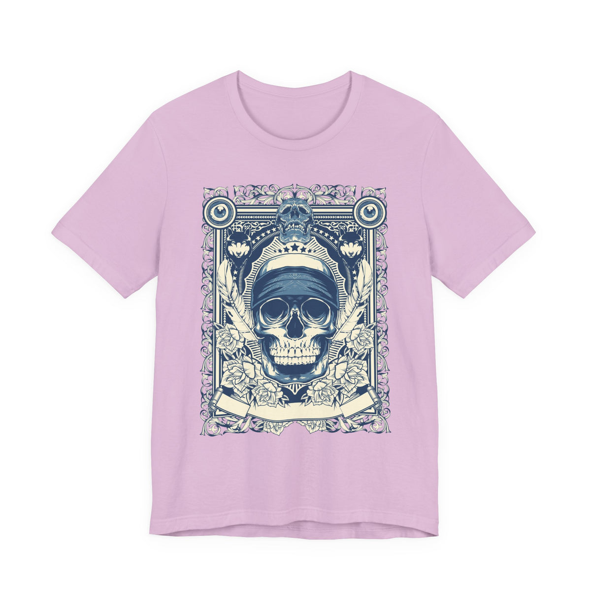 Skull Crown Graphic Tee Vintage Ornate Skull Illustration Rock Band T-Shirt