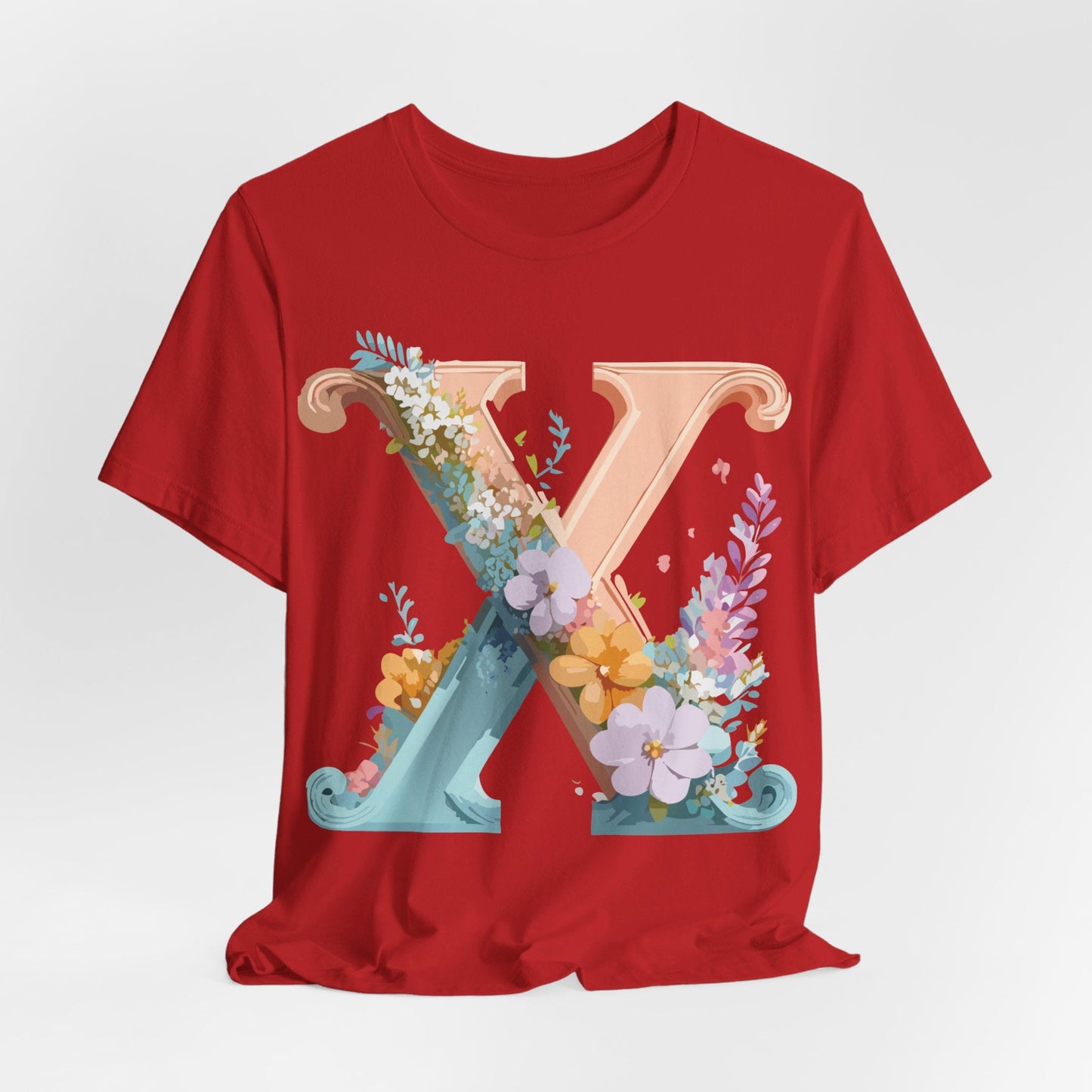 Letter X Shirt Graphic Tee Unisex Short Sleeve Vintage Inspired Adelpha Art Design