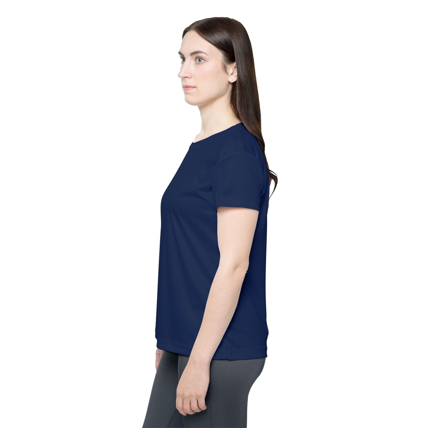 Prussian Navy Blue Solid Color Print Women's Sports Jersey Short Sleeves Poly Athletic Tee