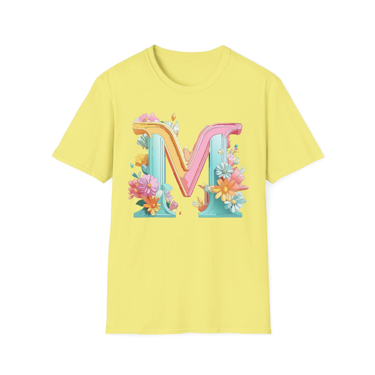 Floral Pastel Letter M T-Shirt | Monogram Initial Tee