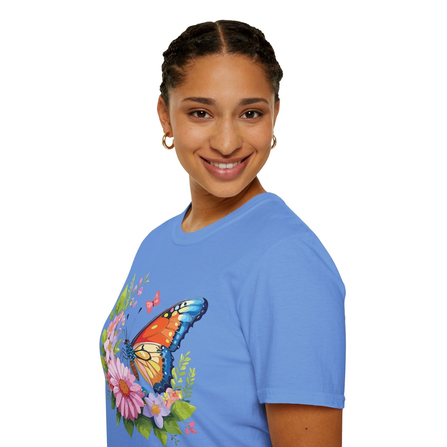 Butterfly T Shirt Unisex Short Sleeve Gildan Softstyle 64000 Monarch Butterfly Design Graphic