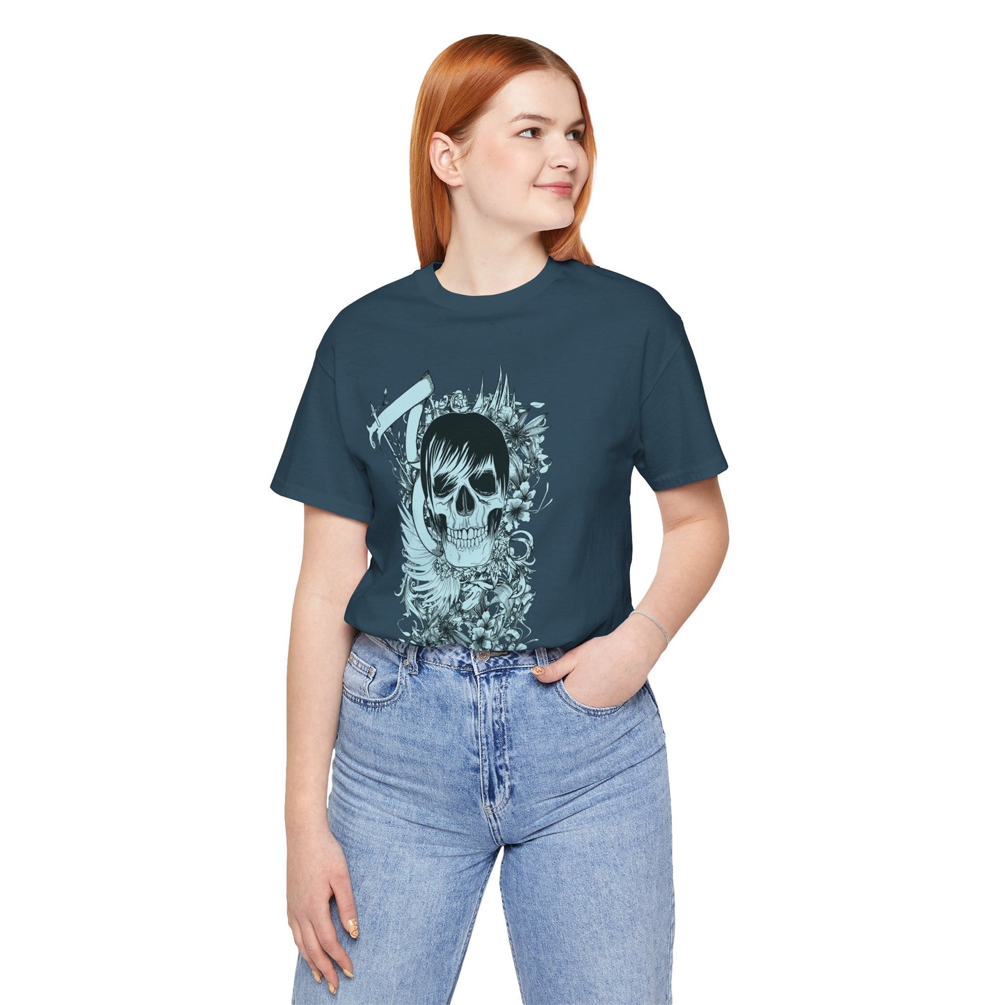 Sky Skull Graphic Design Tee, Skull Shirt, Vintage Tees, Art Design T-Shirt, Vintage Graphic Tee, Art Shirts with Skulls