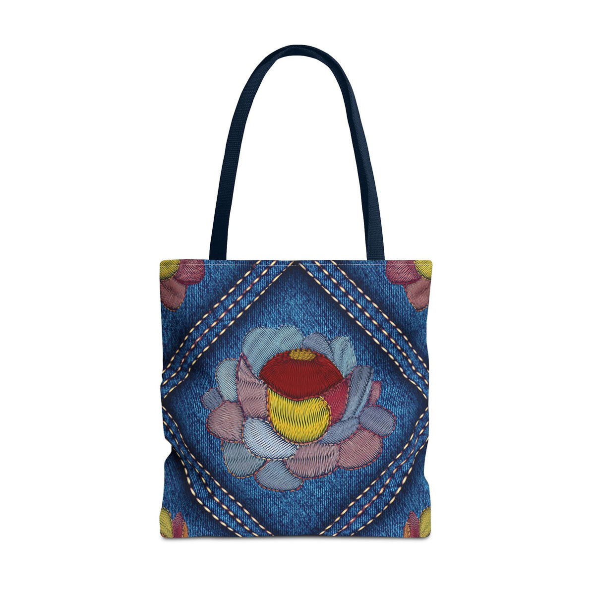 Denim Fabric Imitation Print Unisex Canvas Bag Poly Spun 3 Sizes Tote Bag 159-12