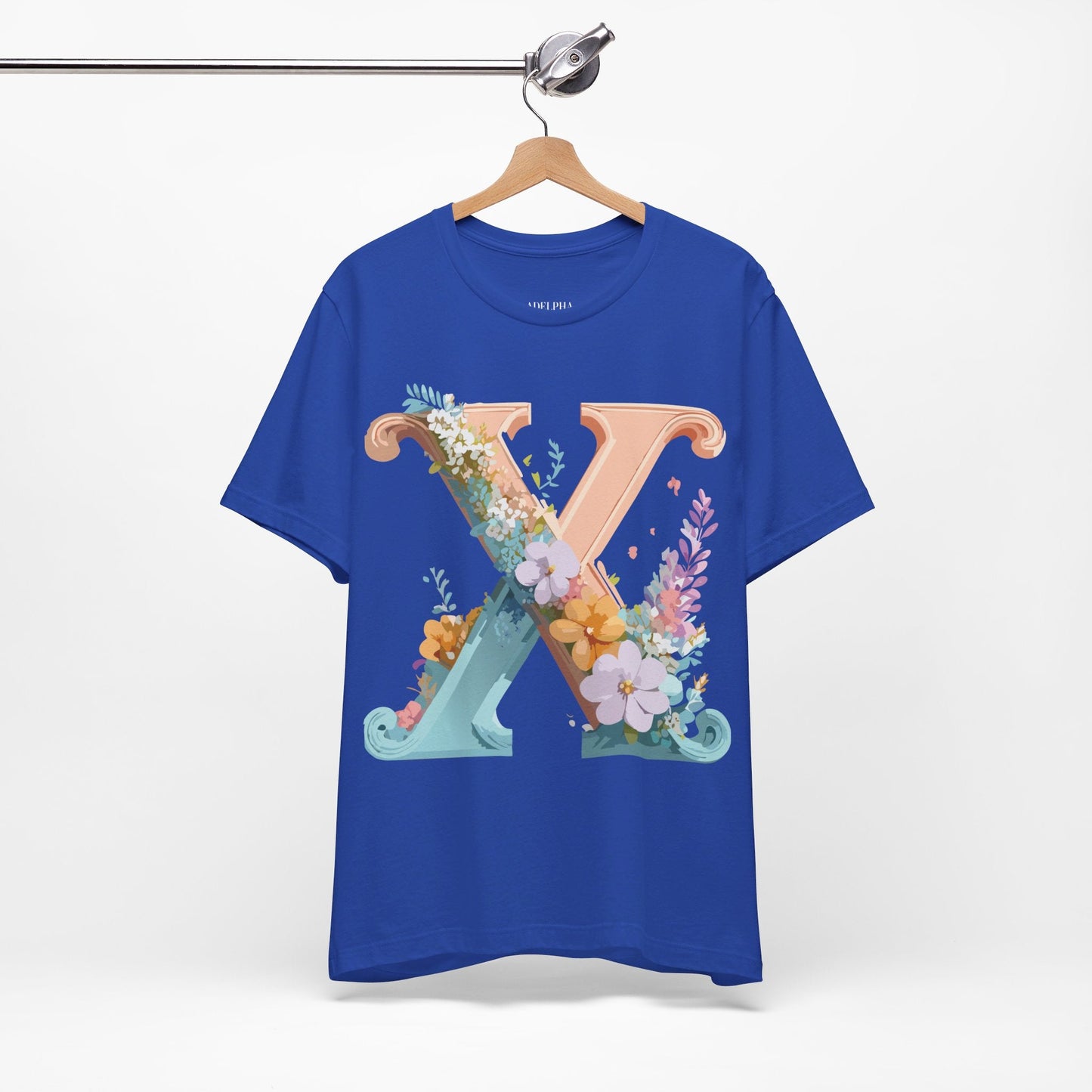 Letter X Shirt Graphic Tee Unisex Short Sleeve Vintage Inspired Adelpha Art Design