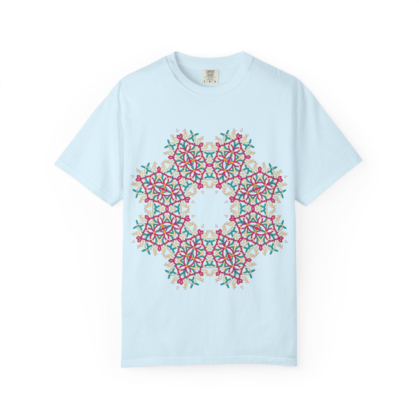 Unisex Garment Dyed Cotton T-Shirt with Mandala Graphic Design