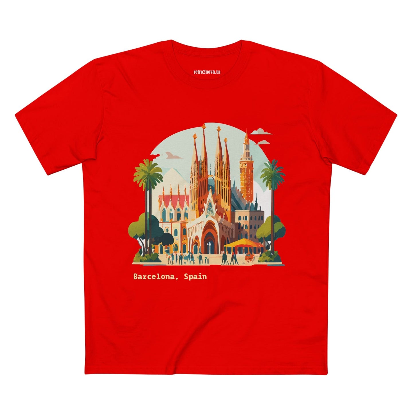 Barcelona Travel Tourist Shirt Unisex Premium Cotton Tee With Original Art Design By Retro2Nova