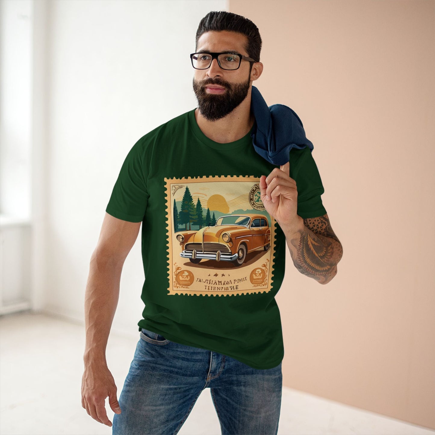 Retro2Nova Postage Stamp Shirt Unisex Premium Cotton Tee With Original Art Design