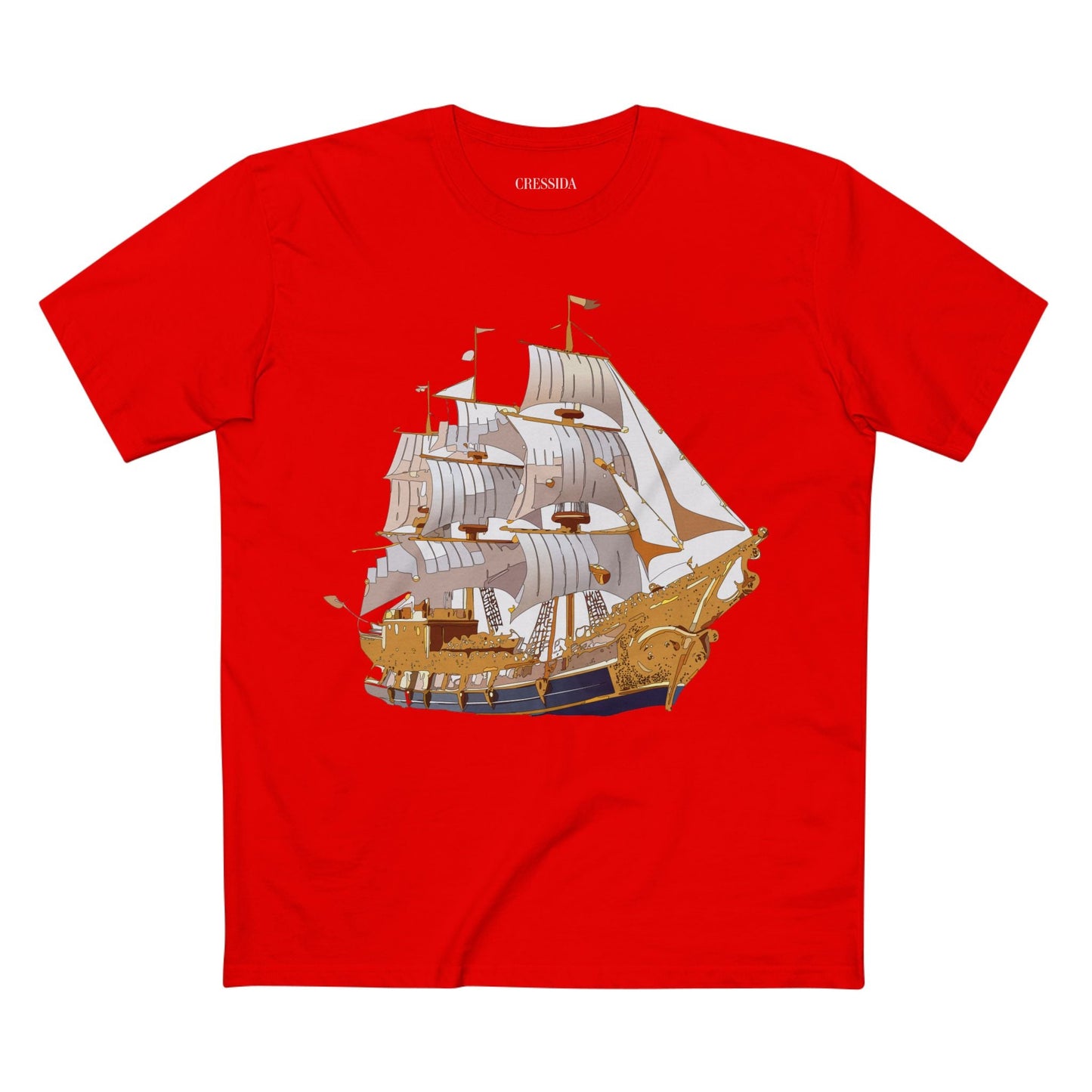 Ship Graphic Unisex 100 Cotton T-Shirt with Gold Frigate Art Design 2