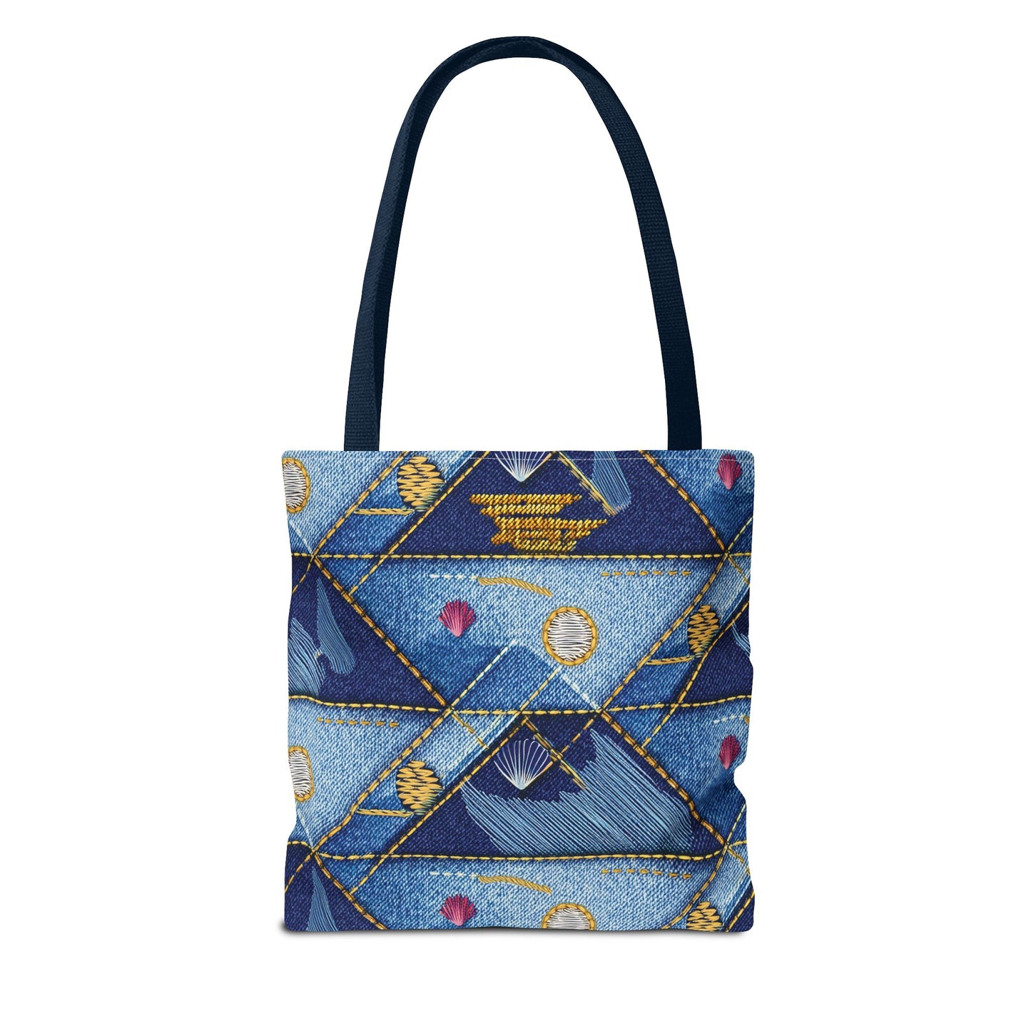 Denim Fabric Imitation Print Unisex Canvas Bag Poly Spun 3 Sizes Tote Bag 182-23