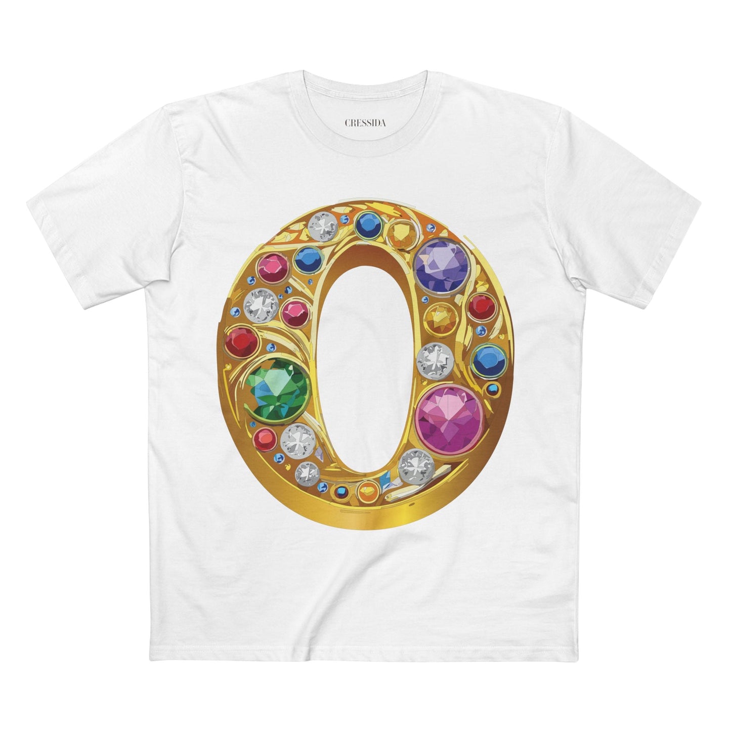 Letter O Graphic Design Tee Unisex 100 Cotton With Antique Gold Letters Artwork T-Shirt
