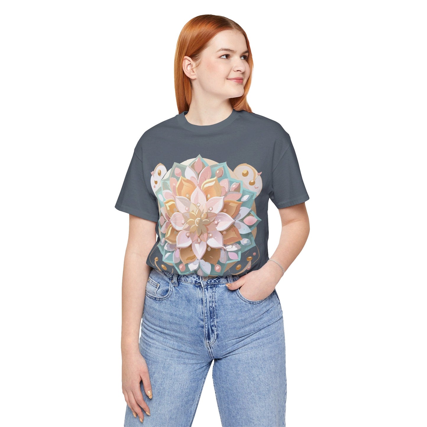 Mandala Graphic Unisex 100 Cotton Vintage Floral Artwork Tee 10