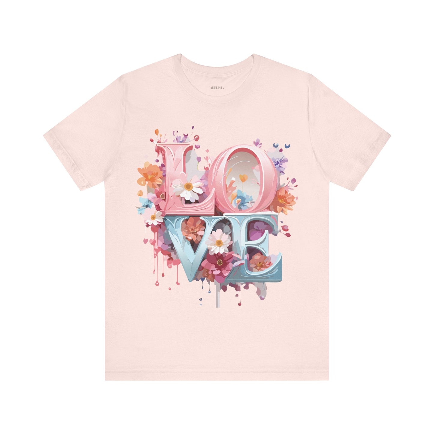 Valentine Day Graphic Unisex 100 Cotton Vintage Artwork with Love and Flower Design Tee 45