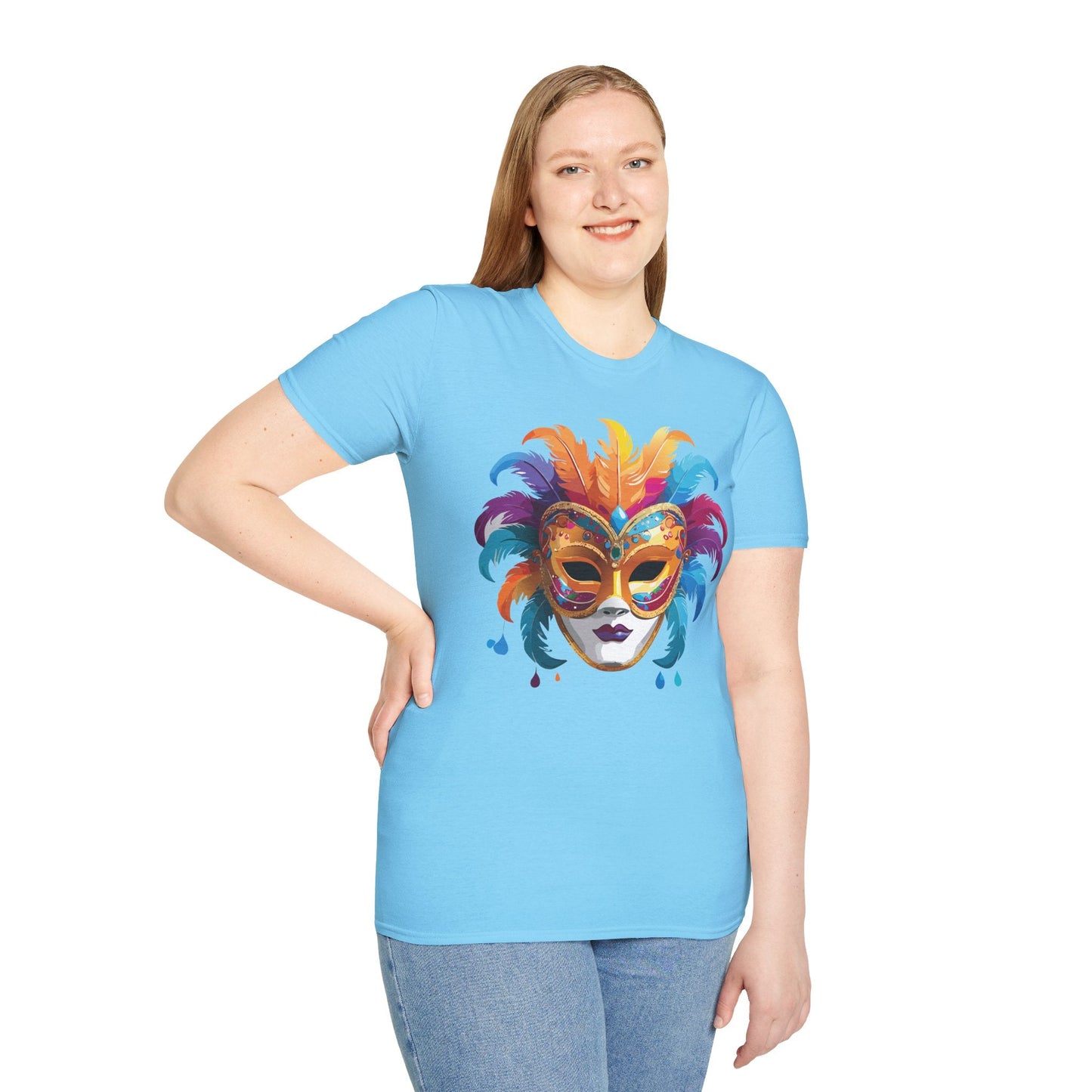 Mask Tee Shirt Unisex Masquerade Design Art Graphic Gildan Softstyle 64000 Cotton Tee