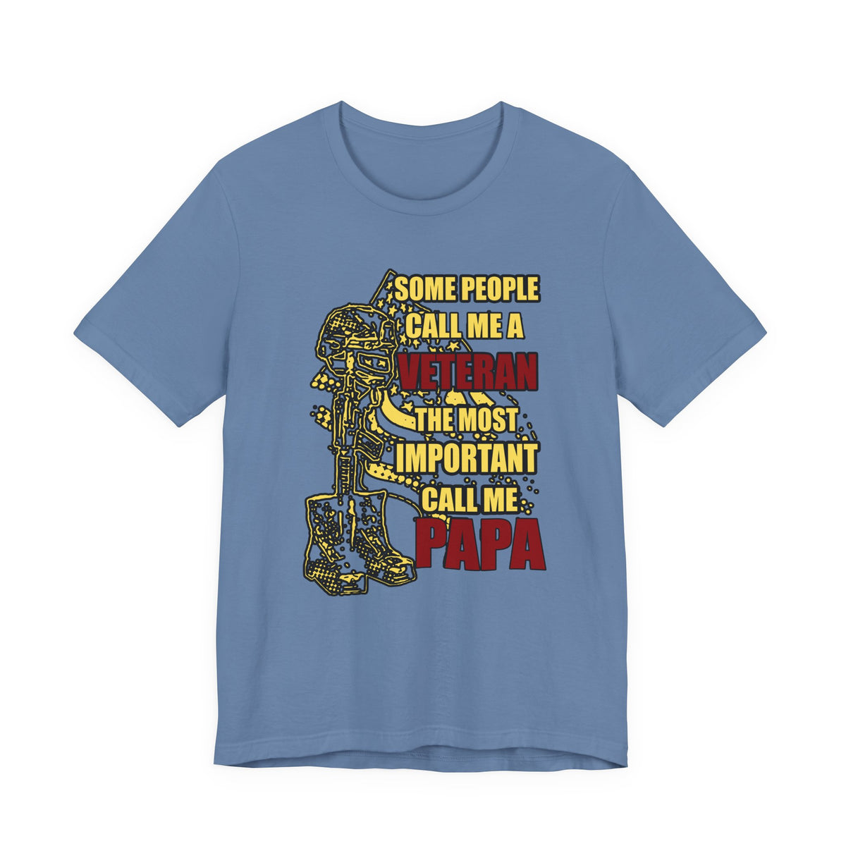 Veteran Papa Graphic Tee | Military Tribute Boots & Helmet Design Unisex Cotton v58