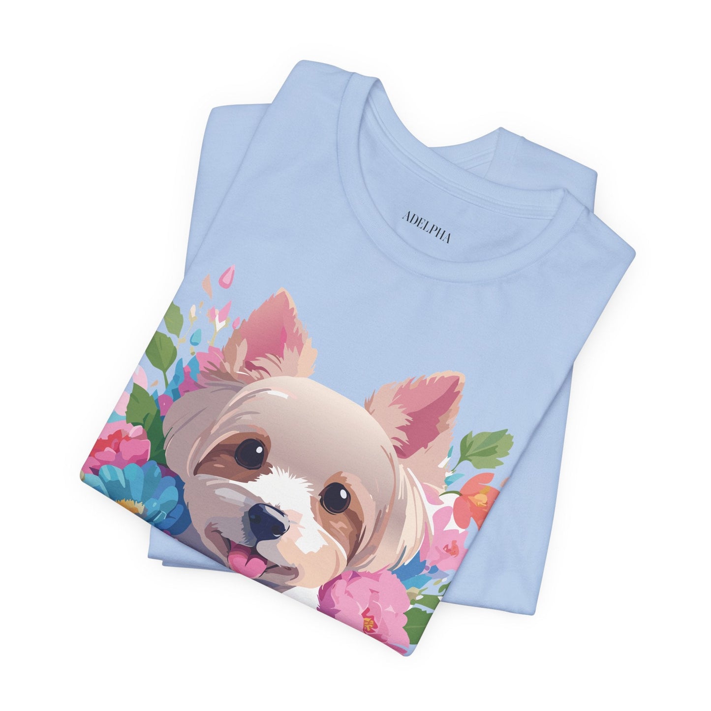 Unisex Graphic T Shirt With Original Adelpha Artwork Vintage Inspired Dog Design