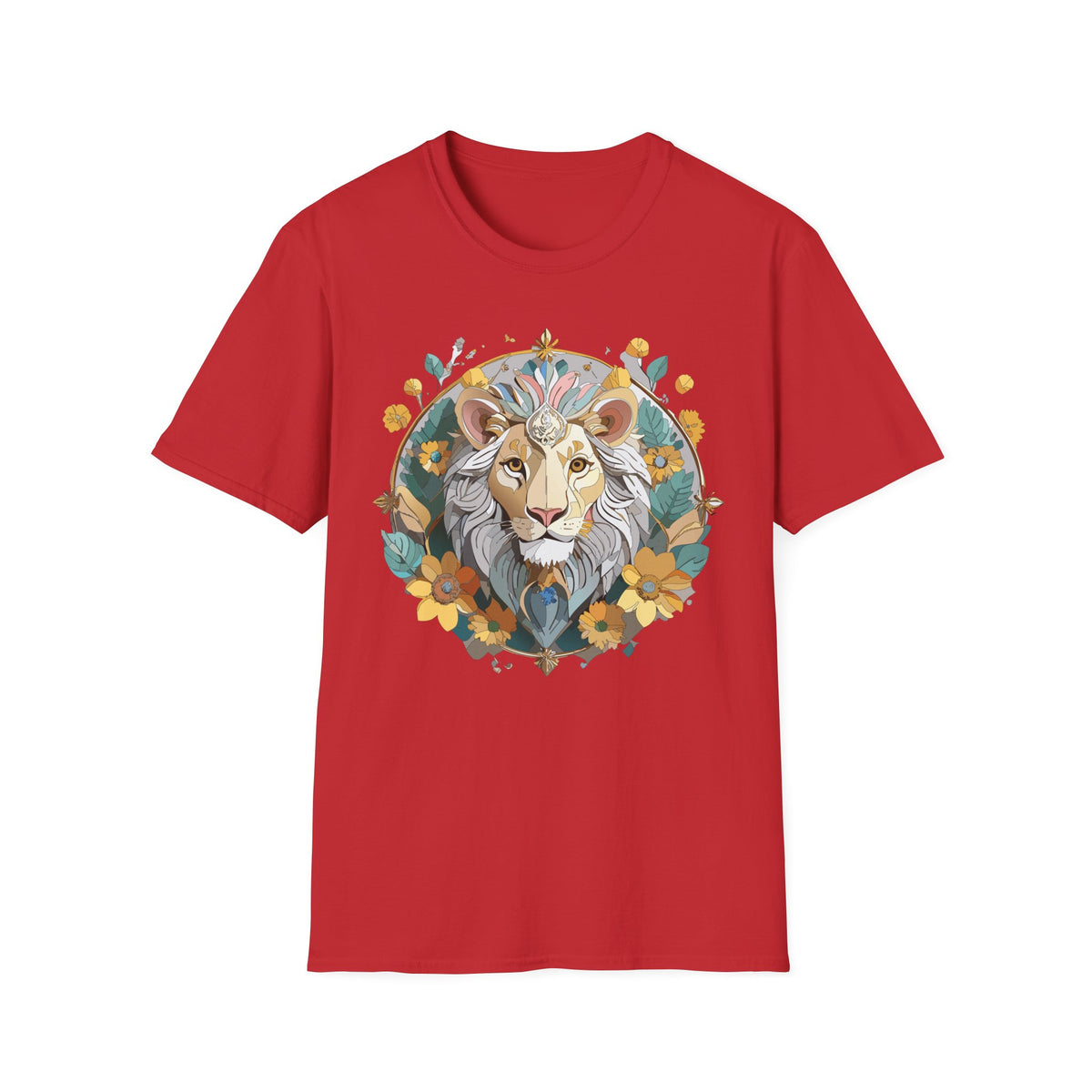 Floral Lion Illustration T-Shirt | Botanical Mane Tee