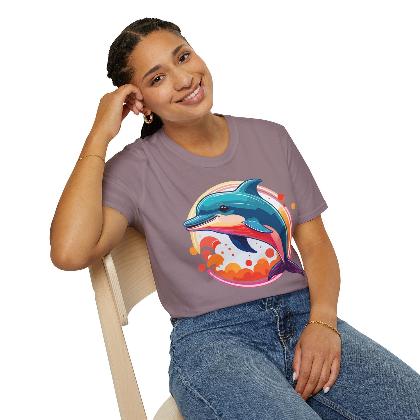 Dolphin Shirt Unisex Softstyle Tee Short Sleeve 100 Percent Ring Spun Cotton Gildan 64000