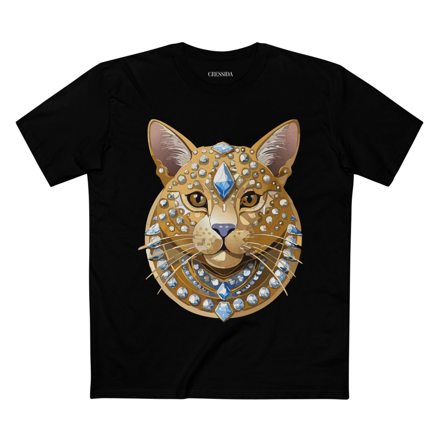 Cat Graphic Unisex 100 Cotton Tee With Unique Animal Golden Medallion Art Design 11
