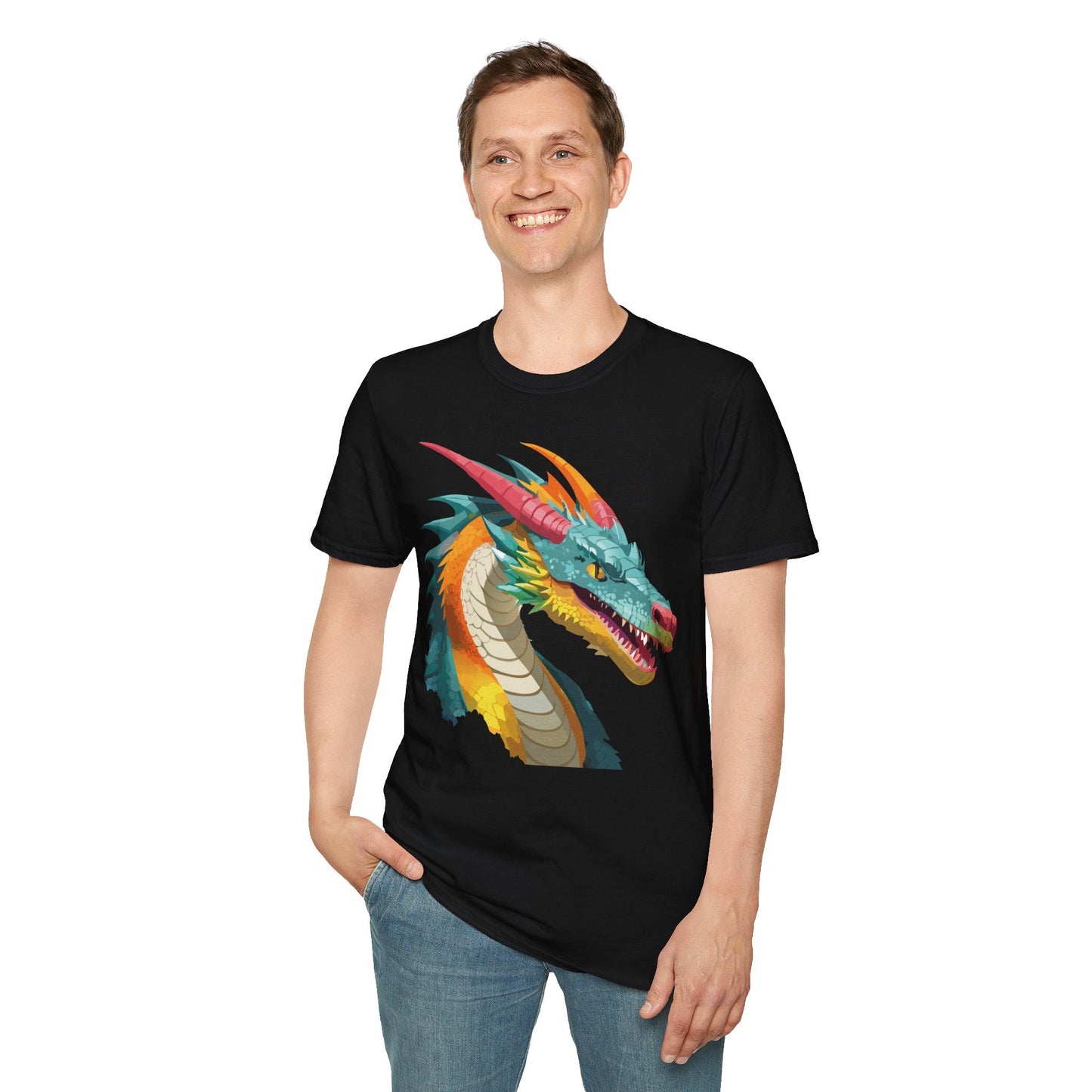 Dragon T Shirt Unisex Softstyle Art Design Tee With Animals Theme Gildan 64000 Premium Quality