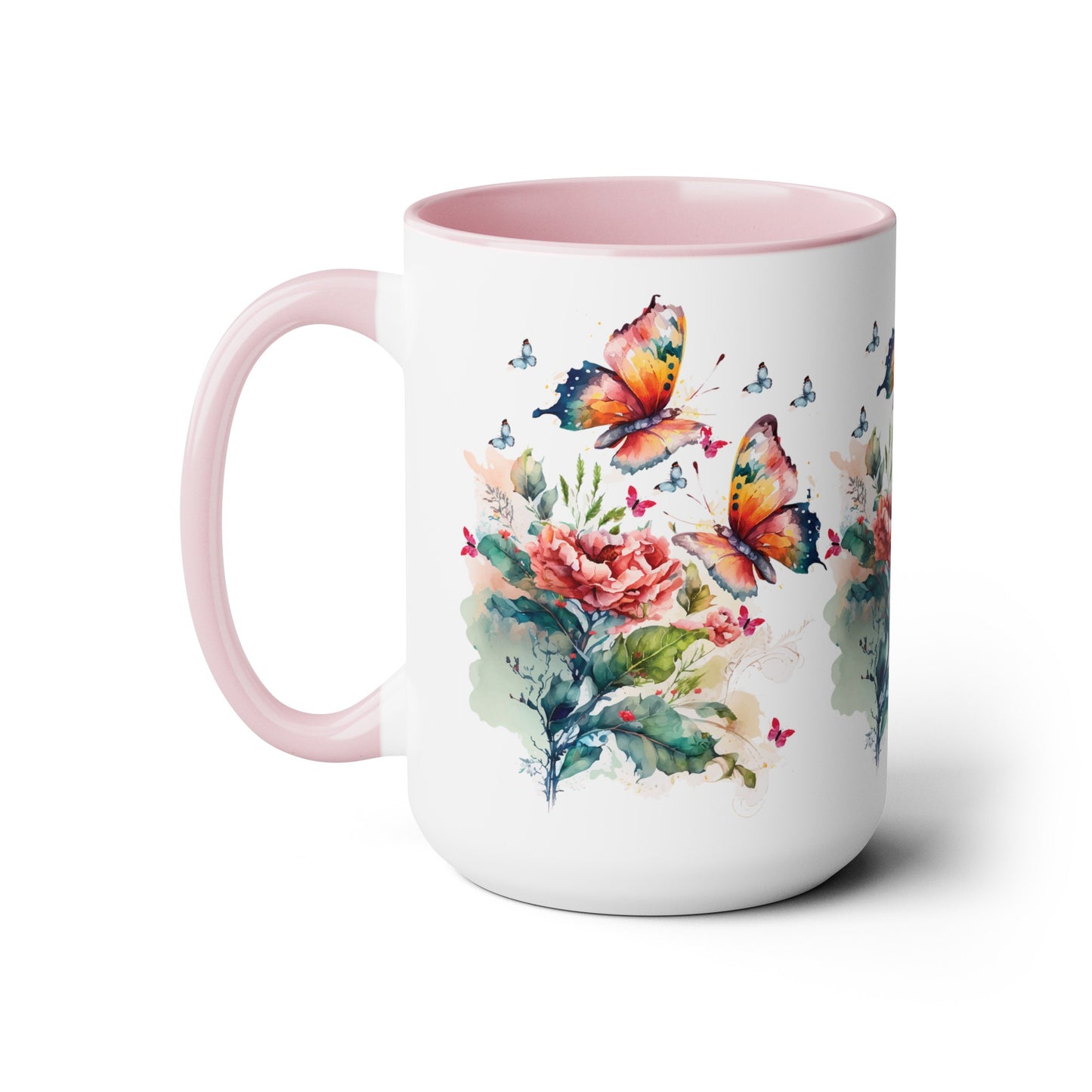 Two-Tone Coffee Mugs with butterfly