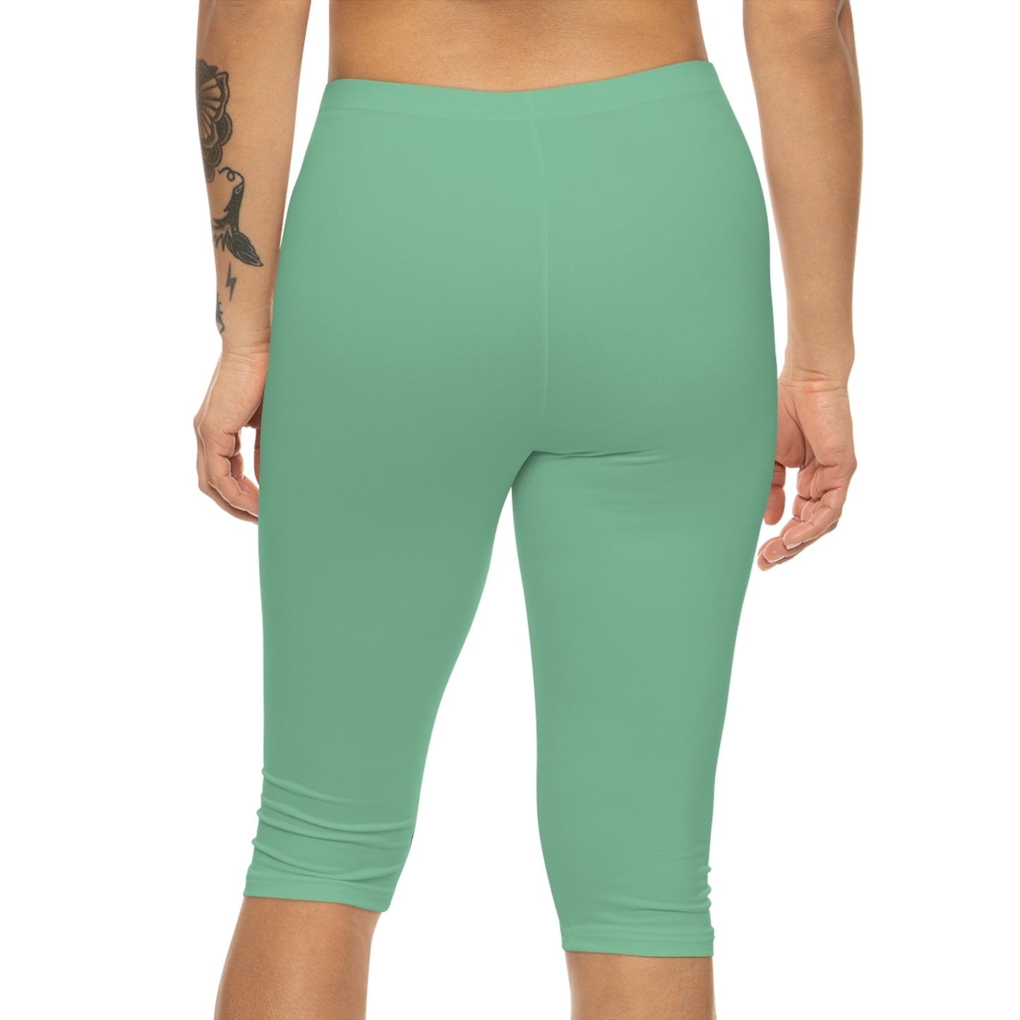 Muted Seaweed Color Women's Brushed Suede Poly Span Casual Capri Leggings XS-2XL