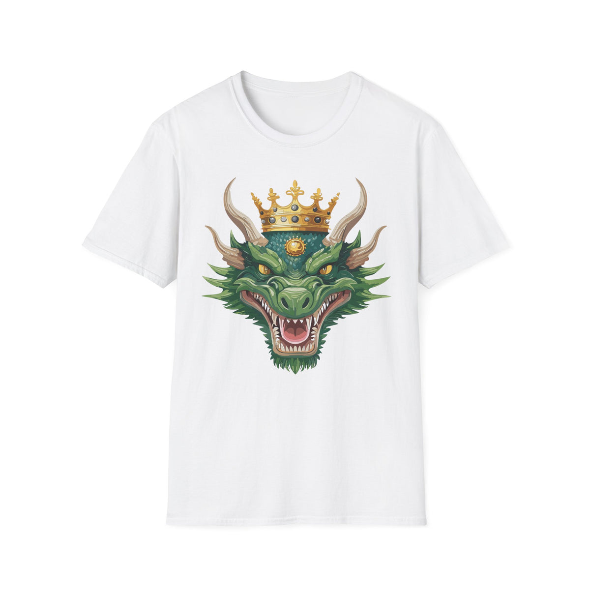Green Dragon King crown T-Shirt | Mythical Fantasy Dragon head tee