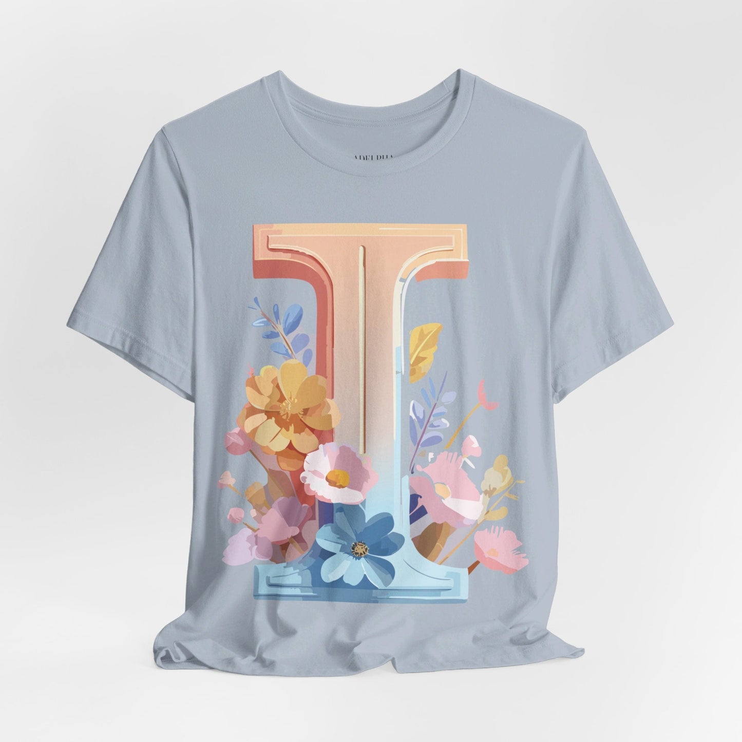 Vintage Inspired Letter I Shirt Unisex Graphic Tee Short Sleeve by Adelpha Premium
