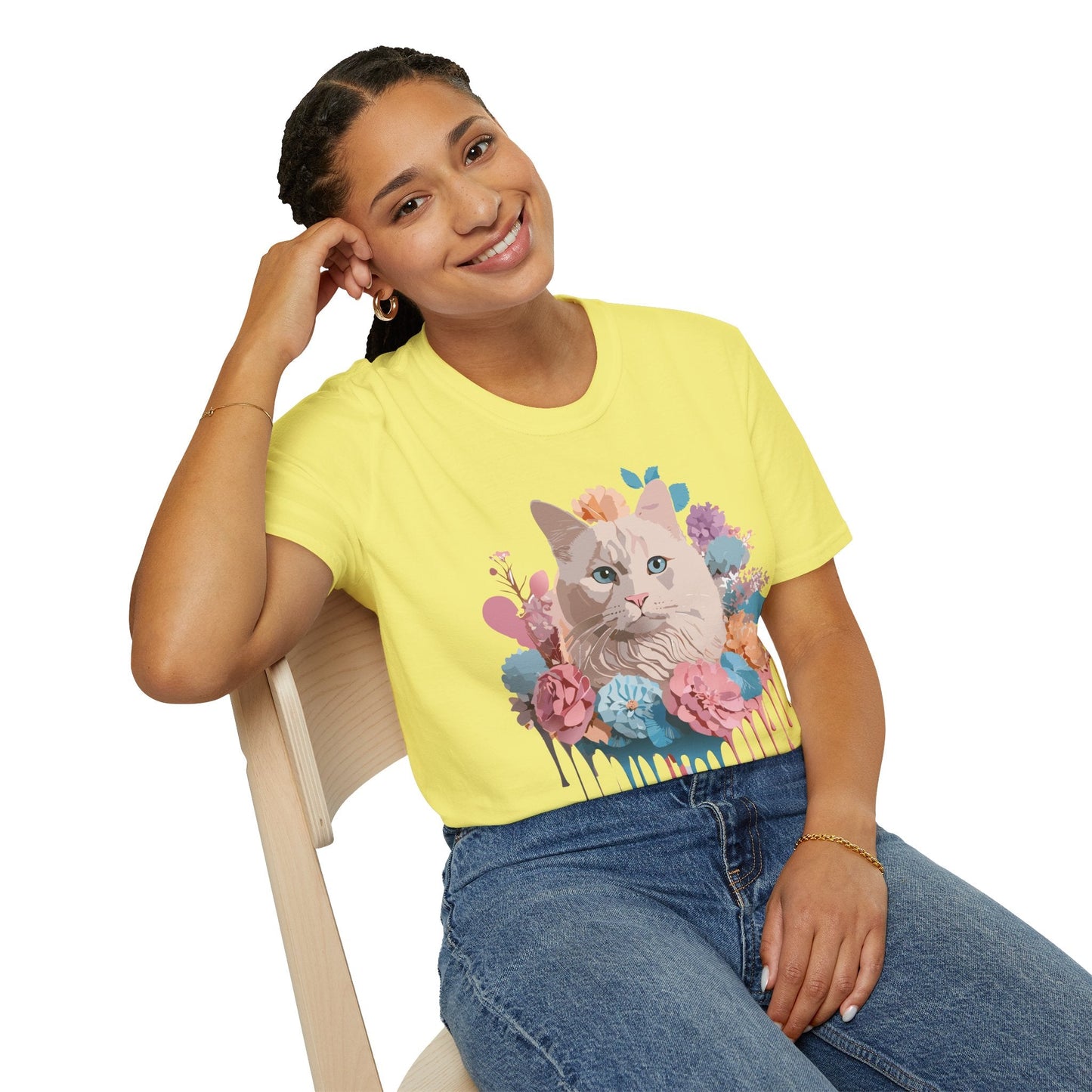 Cat Shirt Unisex Short Sleeve Cat Tee Kitten Design Gildan Softstyle 64000 Tee
