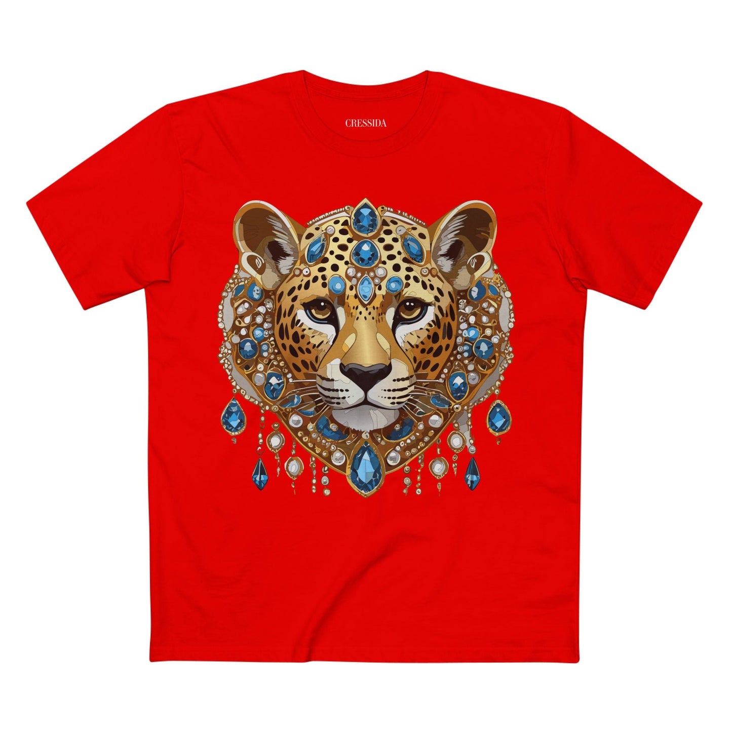 Cheetah Graphic Unisex 100 Cotton Tee With Unique Animal Golden Medallion Art Design 46