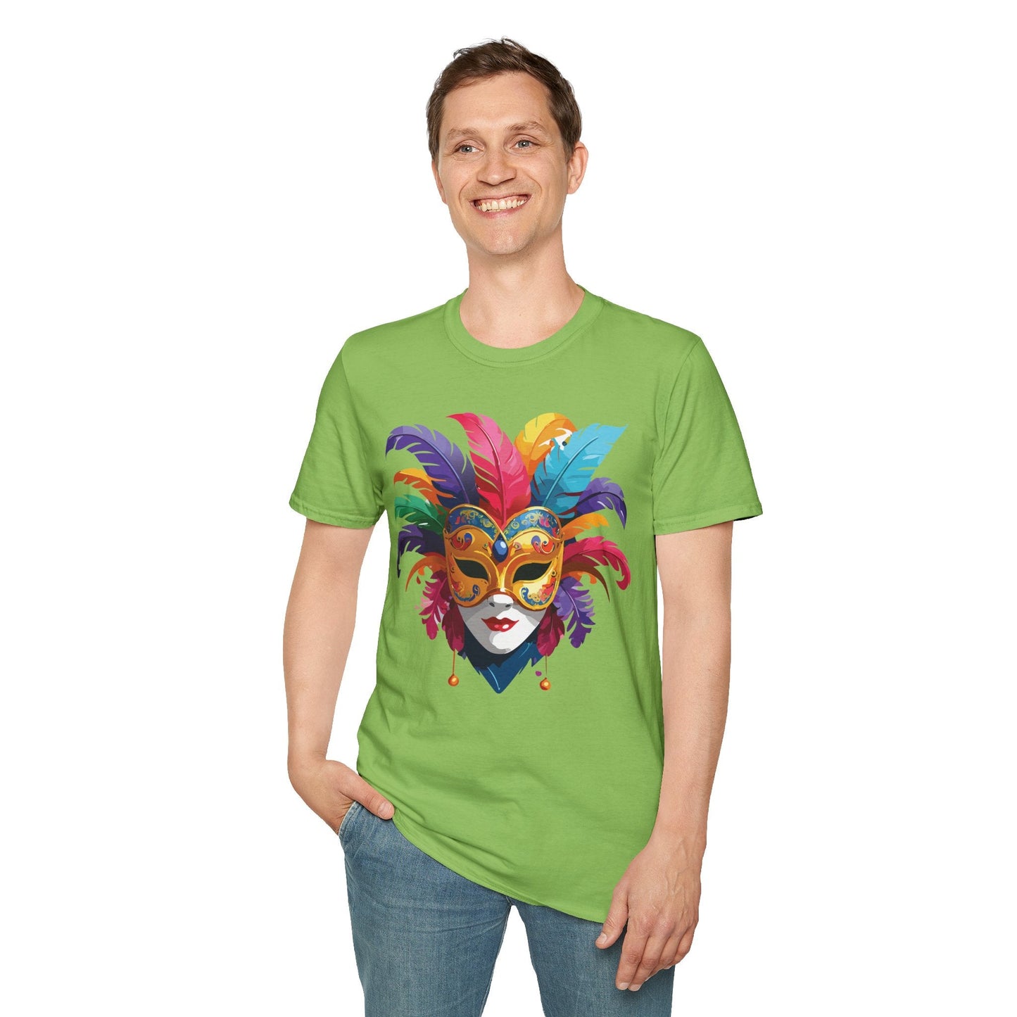 Unisex Mask Tee Shirt Gildan Softstyle 64000 Lightweight Comfortable Masquerade Design Tee