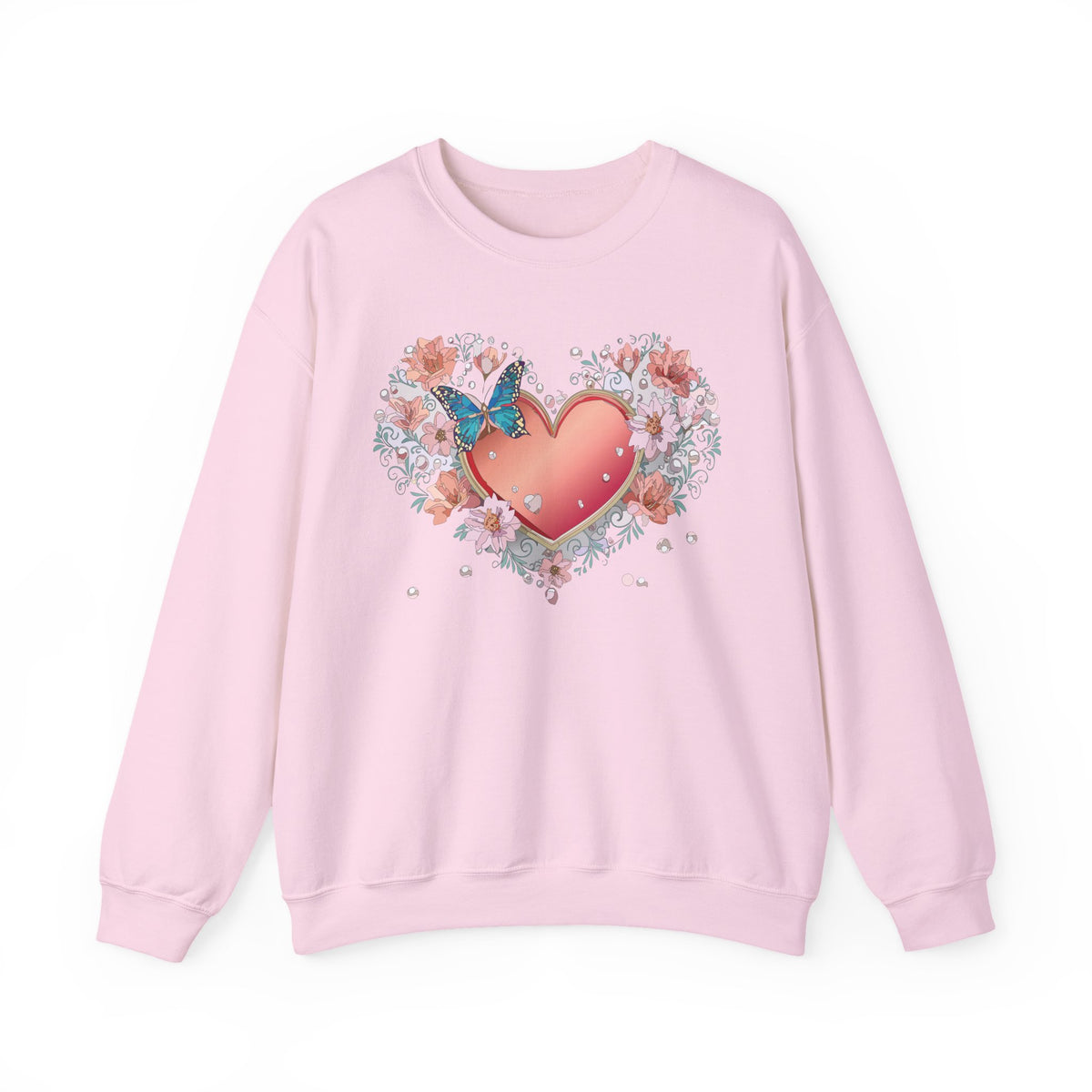 Floral Heart Love Graphic Valentine's Day Sweatshirt Unisex 50/50 Cotton-Poly Sweatshirt w26