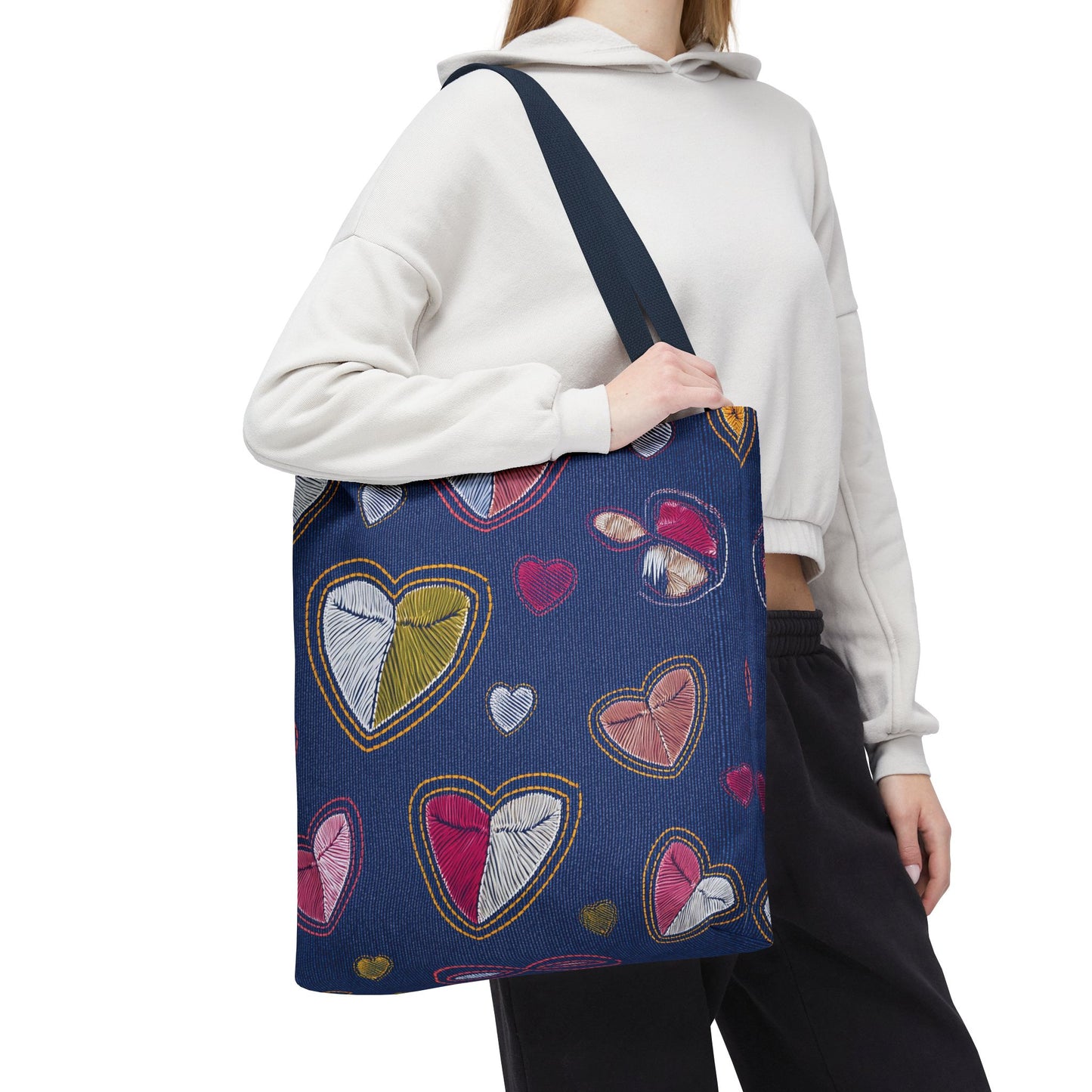 Love Day Graphic Design Denim Fabric Imitation Print Unisex Canvas Bag POLY 3 Sizes Tote Bag 201-7