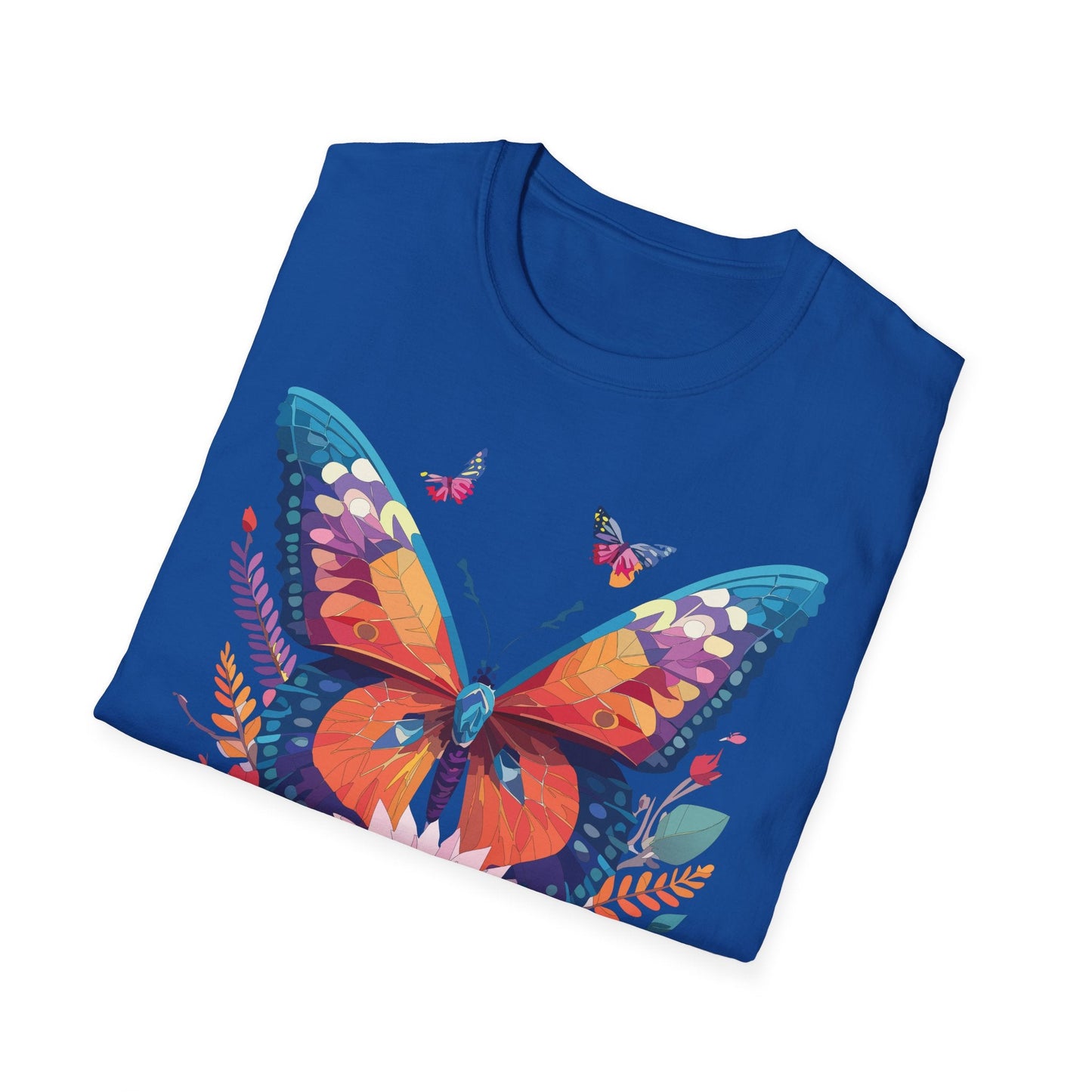 Butterfly Print Unisex T Shirt Softstyle 64000 Monarch Butterfly Themed Tee Ring Spun Cotton