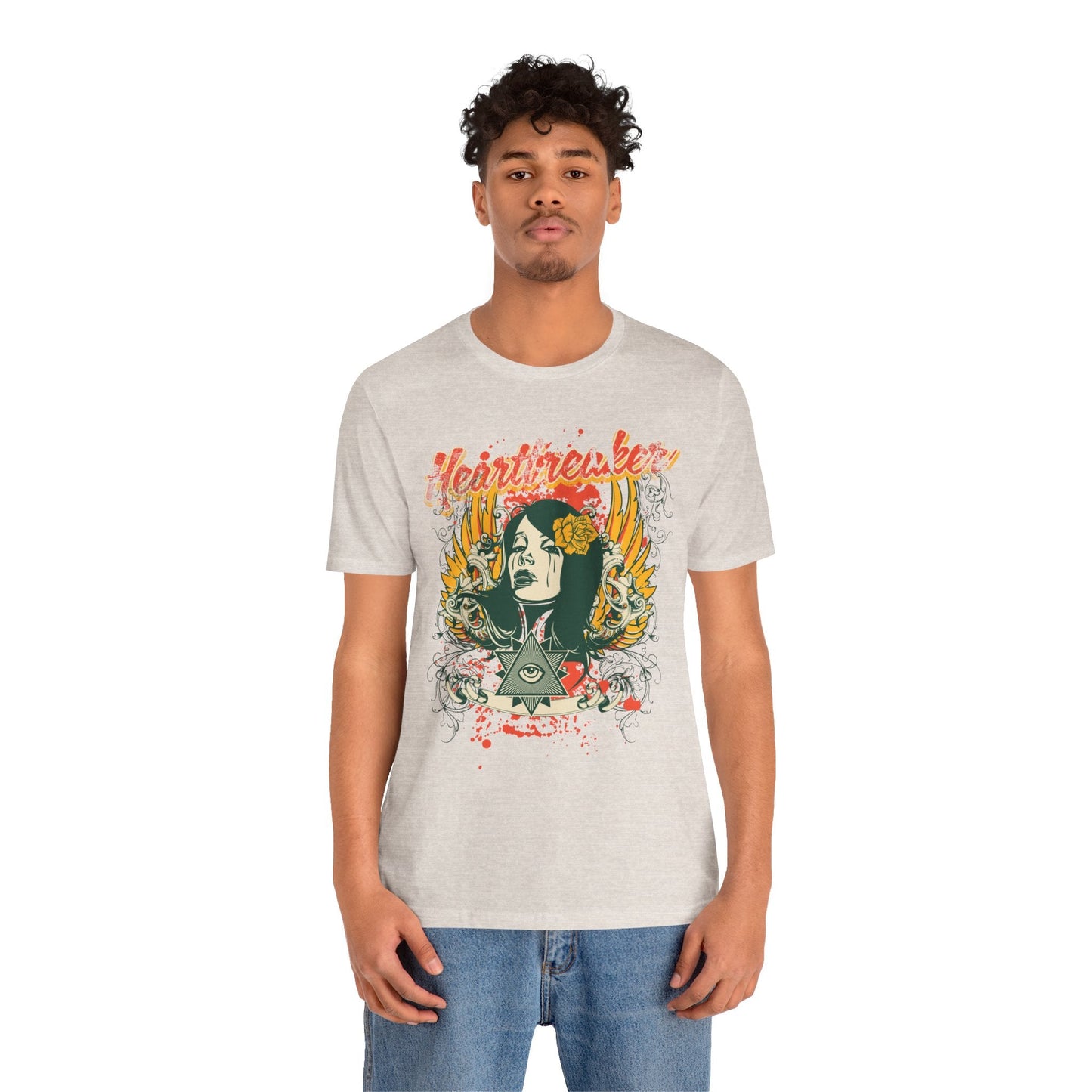 Heartbreaker Illustration Tee Retro Femme Portrait Floral Skull Graphic T-Shirt