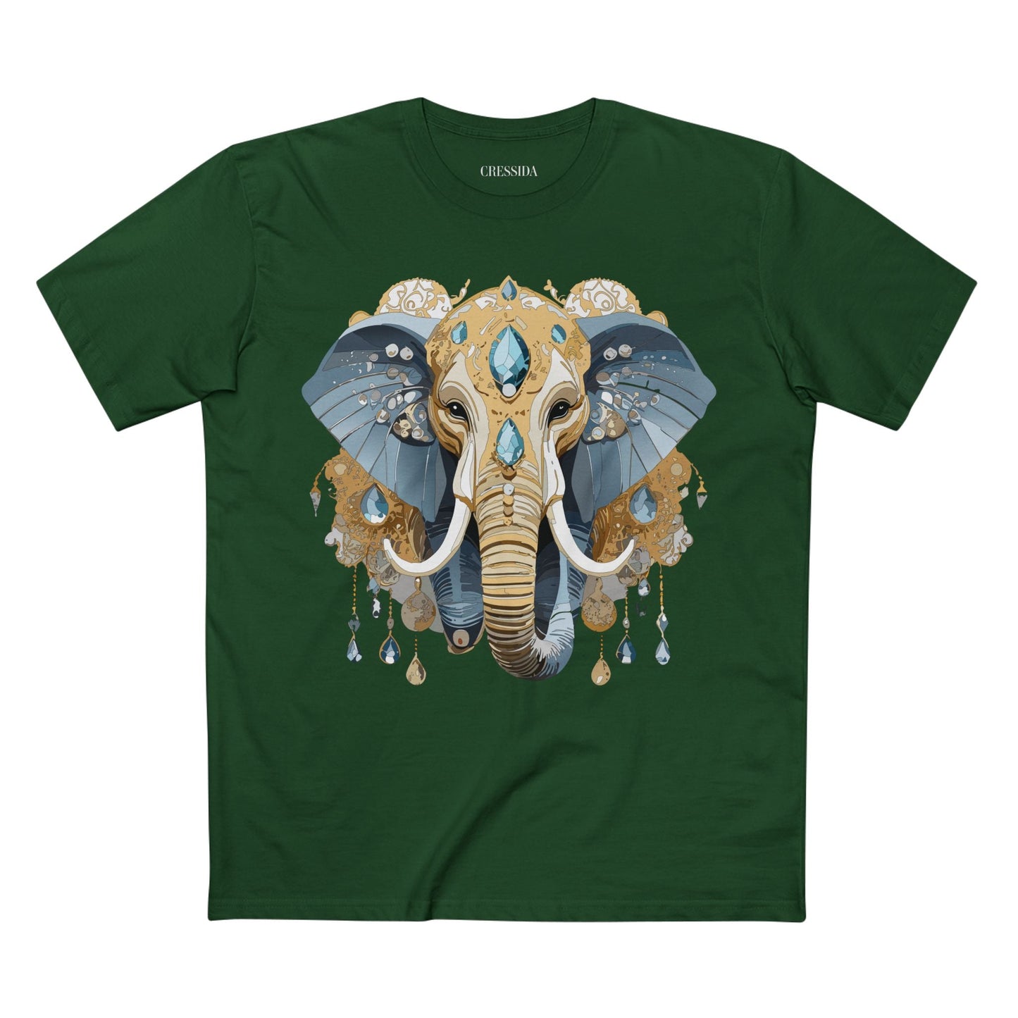 Elephant Graphic Unisex 100 Cotton Tee With Unique Animal Golden Medallion Art Design 35