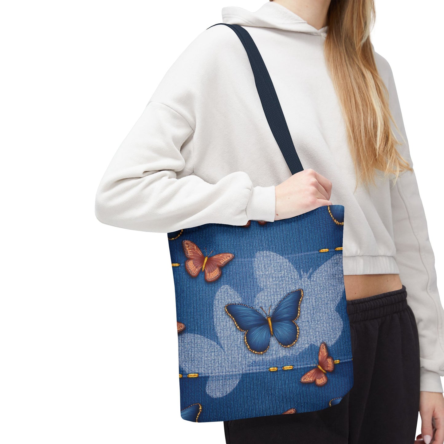 Denim Fabric Imitation Print Unisex Canvas Bag Poly Spun 3 Sizes Tote Bag 176